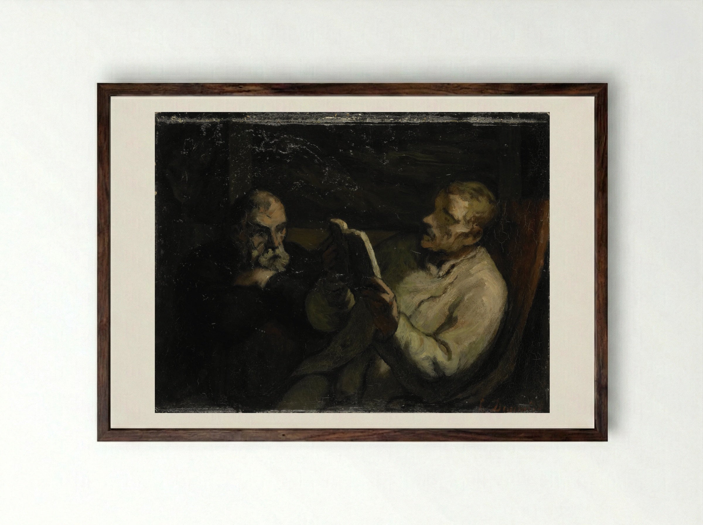 The Reading - Honoré Daumier - Framed Print Dark Wood