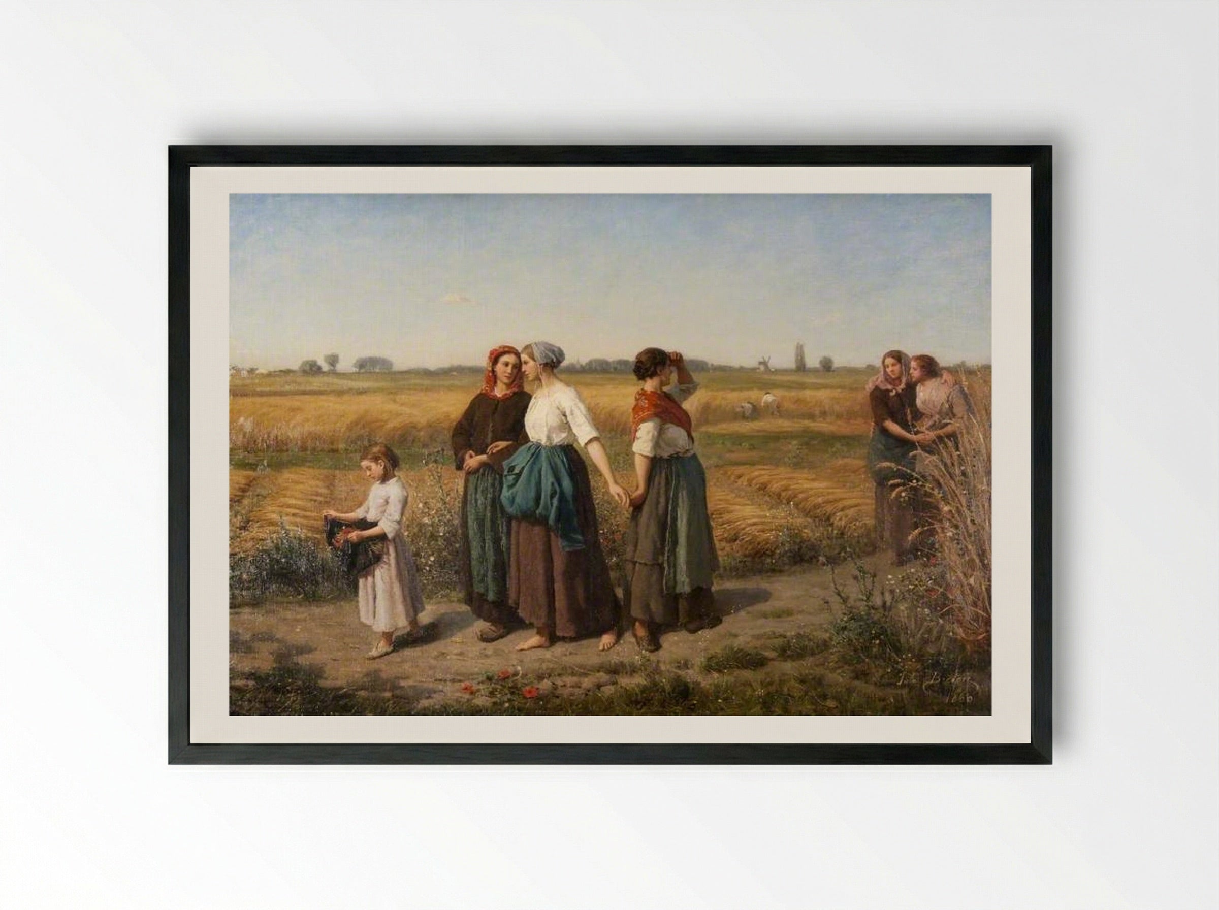 The Reapers - Jules Breton - Framed Print Black