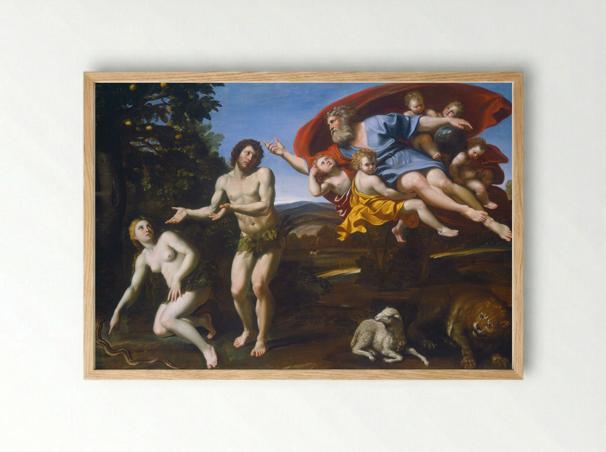 The Rebuke of Adam and Eve - Domenichino - Framed Print Wood