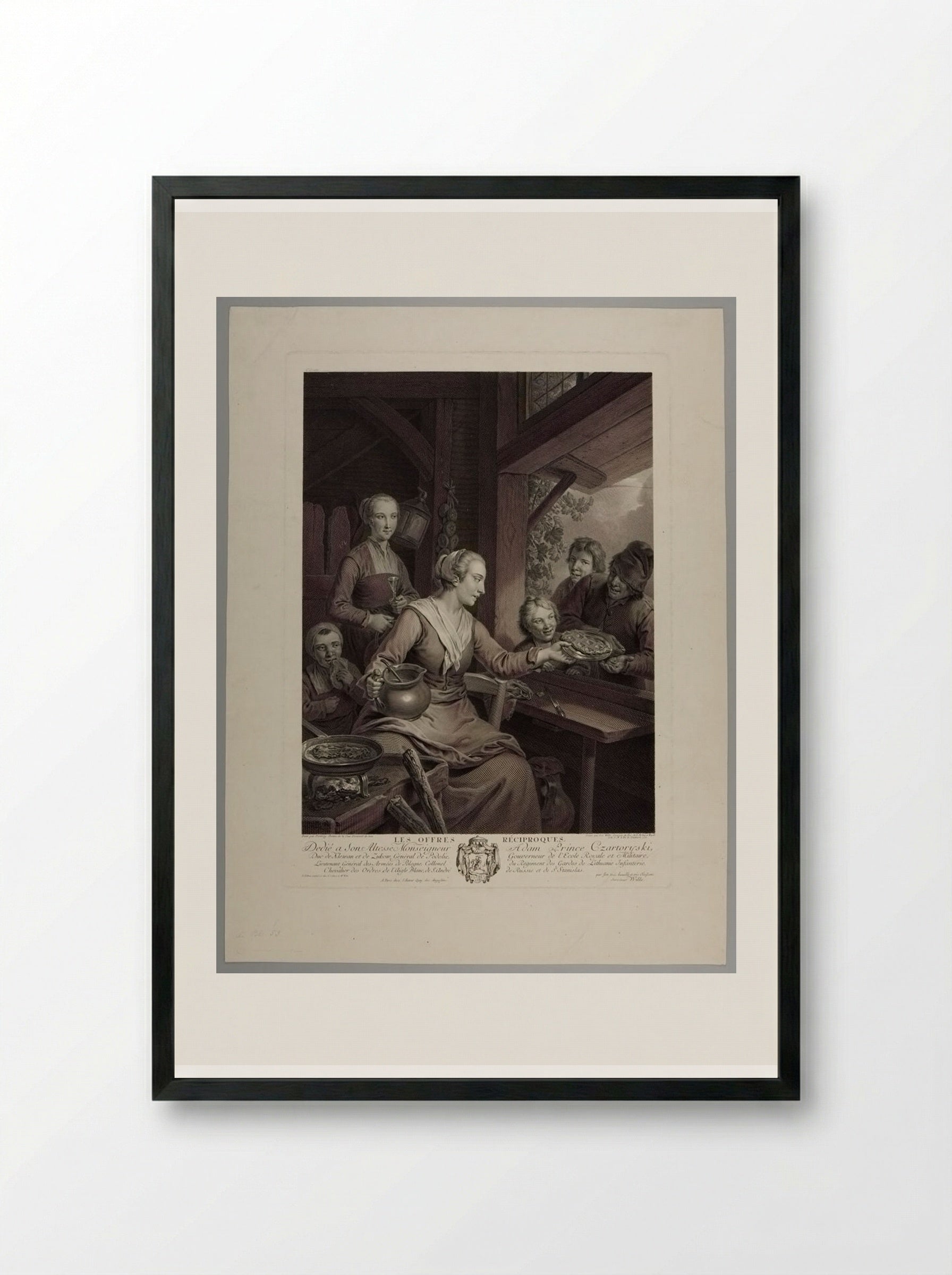 The Reciprocal Offers - Johann Georg Wille - Framed Print Black