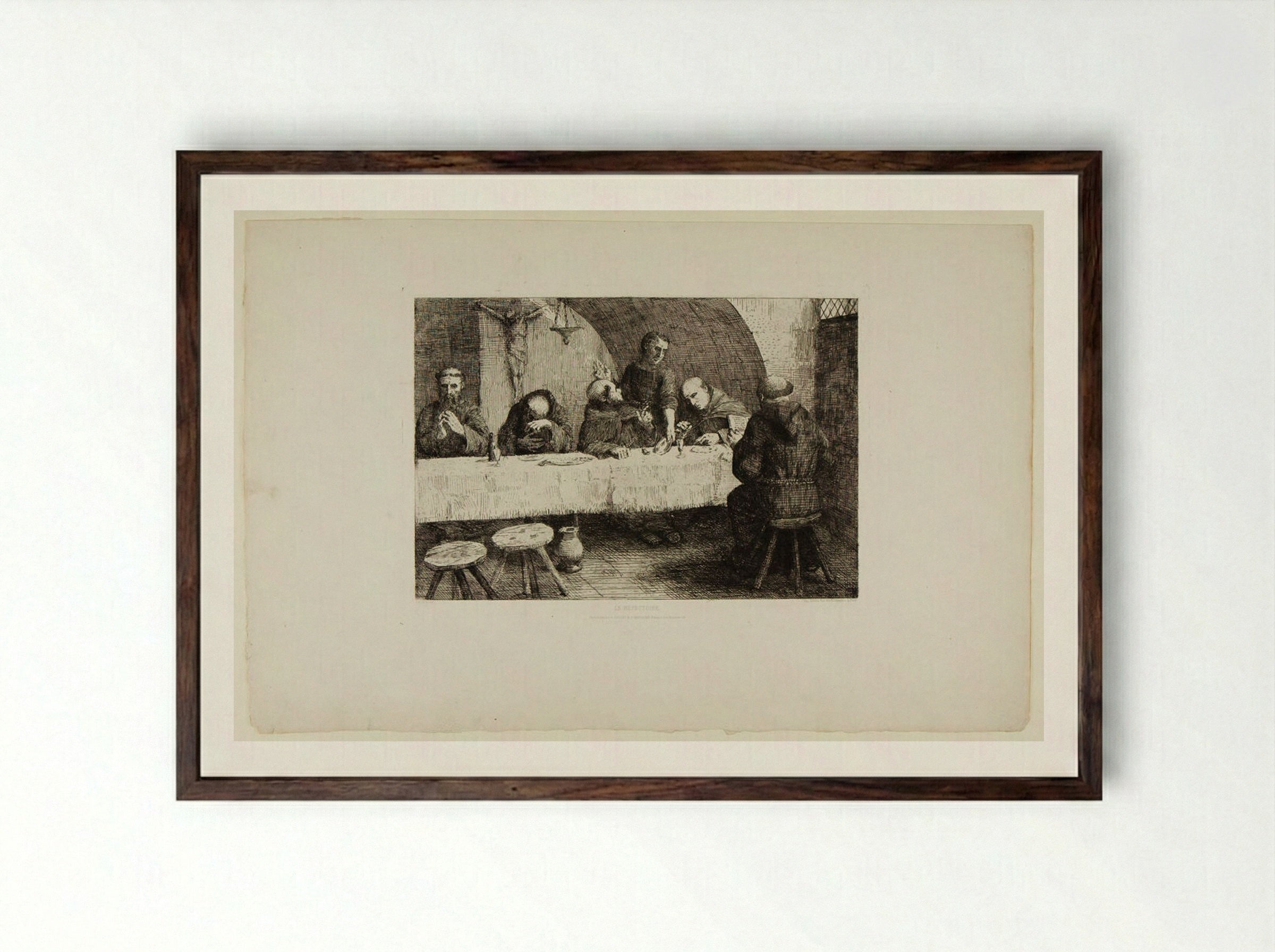 The Refectory - Alphonse Legros - Framed Print Dark Wood