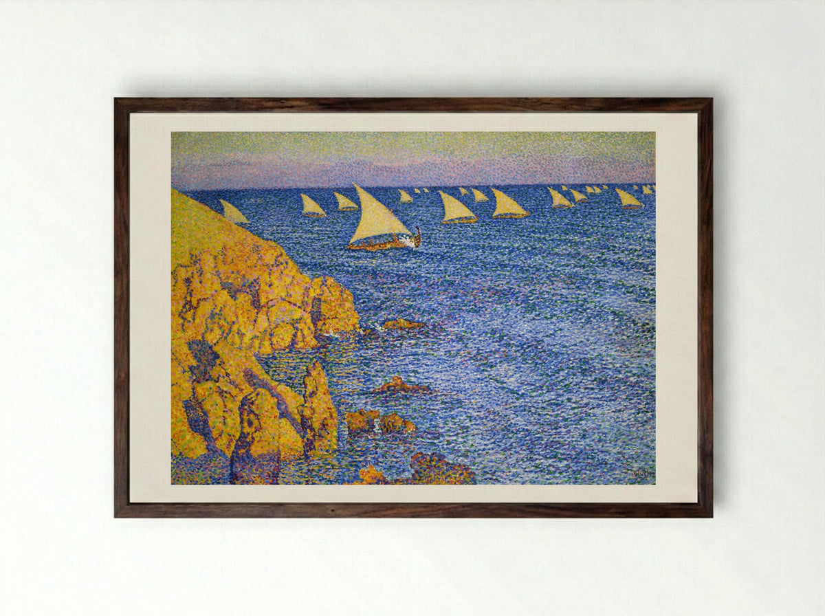 The Regatta - Théo van Rysselberghe - Framed Print Dark Wood