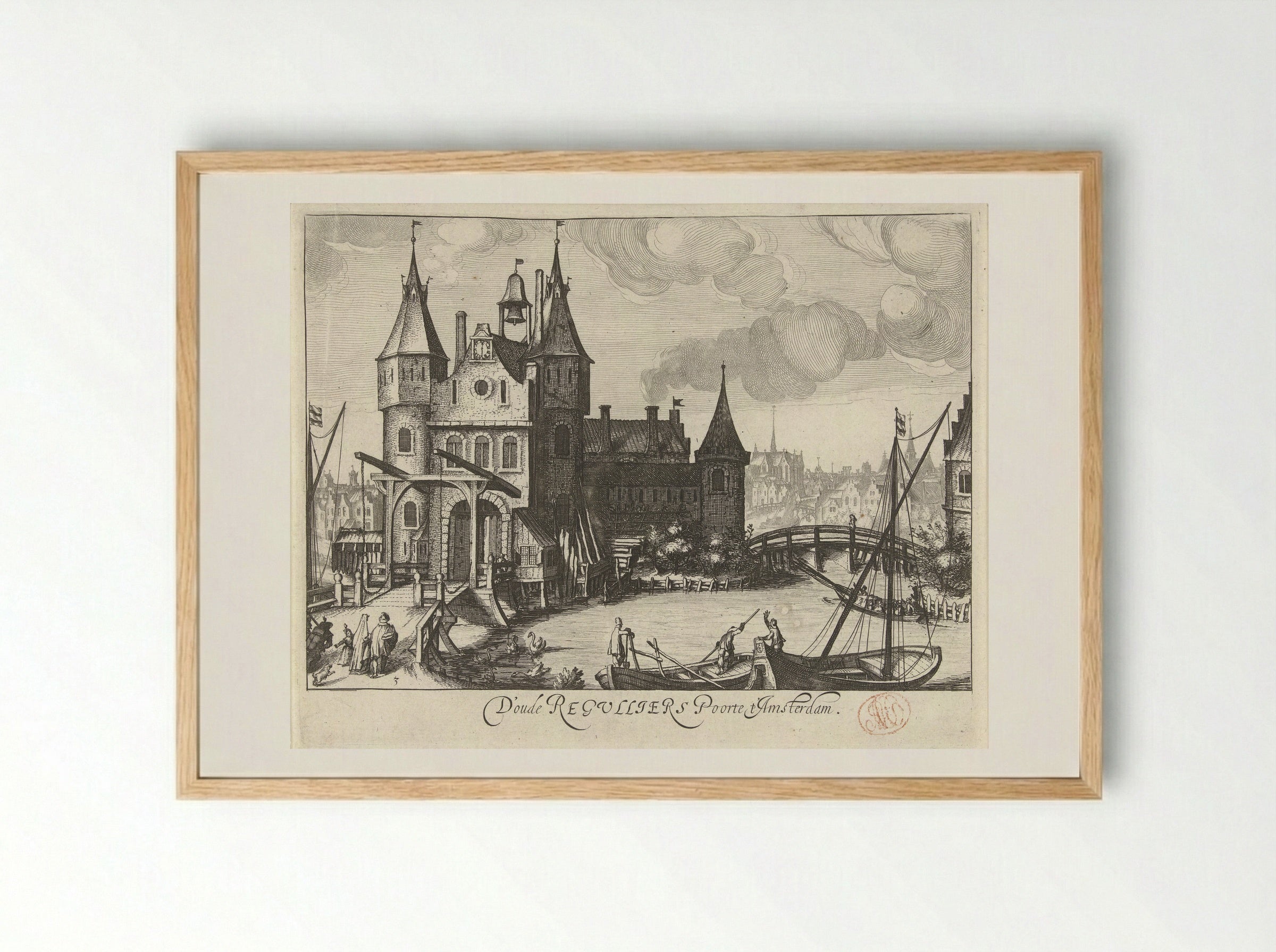 The Regulierspoort in Amsterdam - Simon Frisius - Framed Print Wood