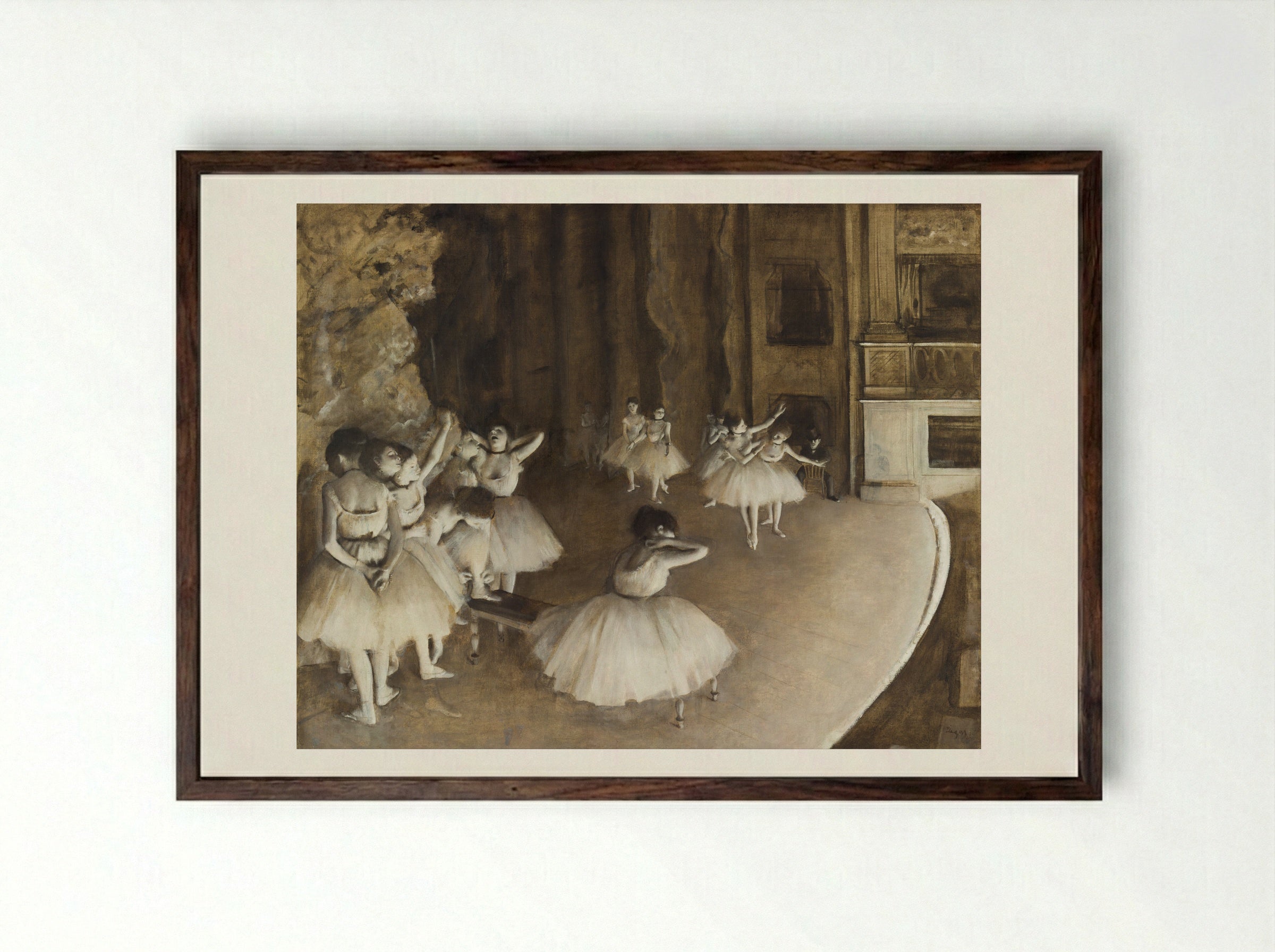 The Rehearsal - Hilaire-Germain-Edgar Degas - Framed Print Dark Wood