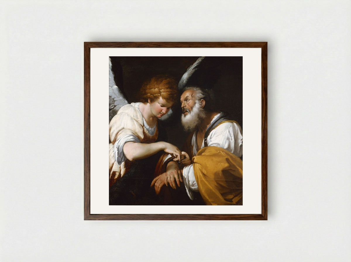 The Release of St. Peter - Bernardo Strozzi - Framed Print Dark Wood