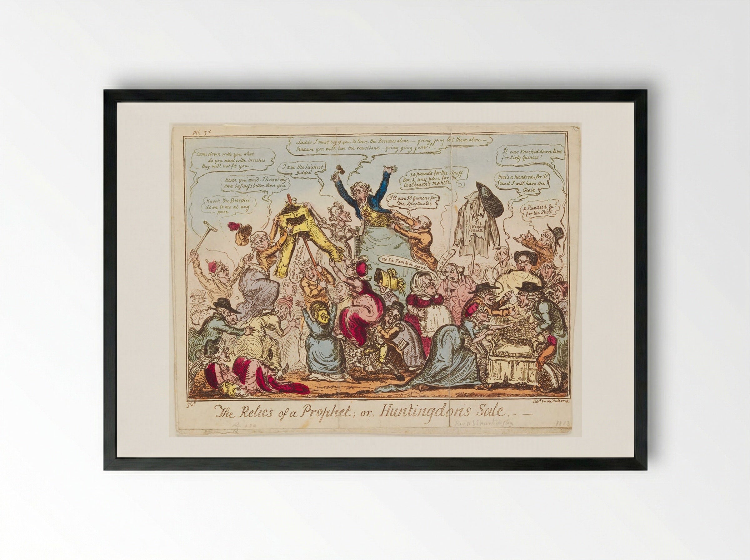 The Relics of a Prophet, or Huntingdon's Sale - George Cruikshank - Framed Print Black