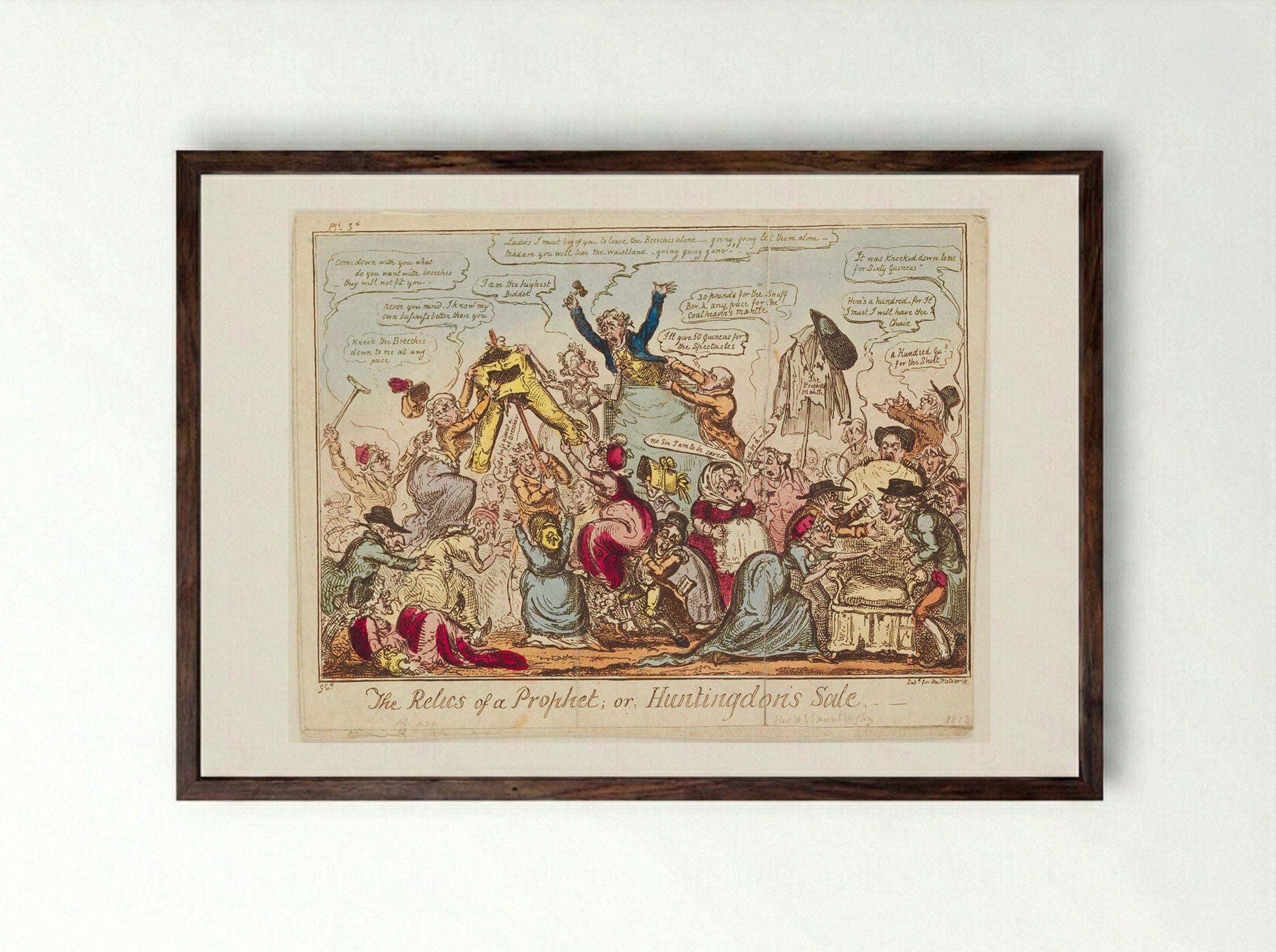The Relics of a Prophet, or Huntingdon's Sale - George Cruikshank - Framed Print Dark Wood