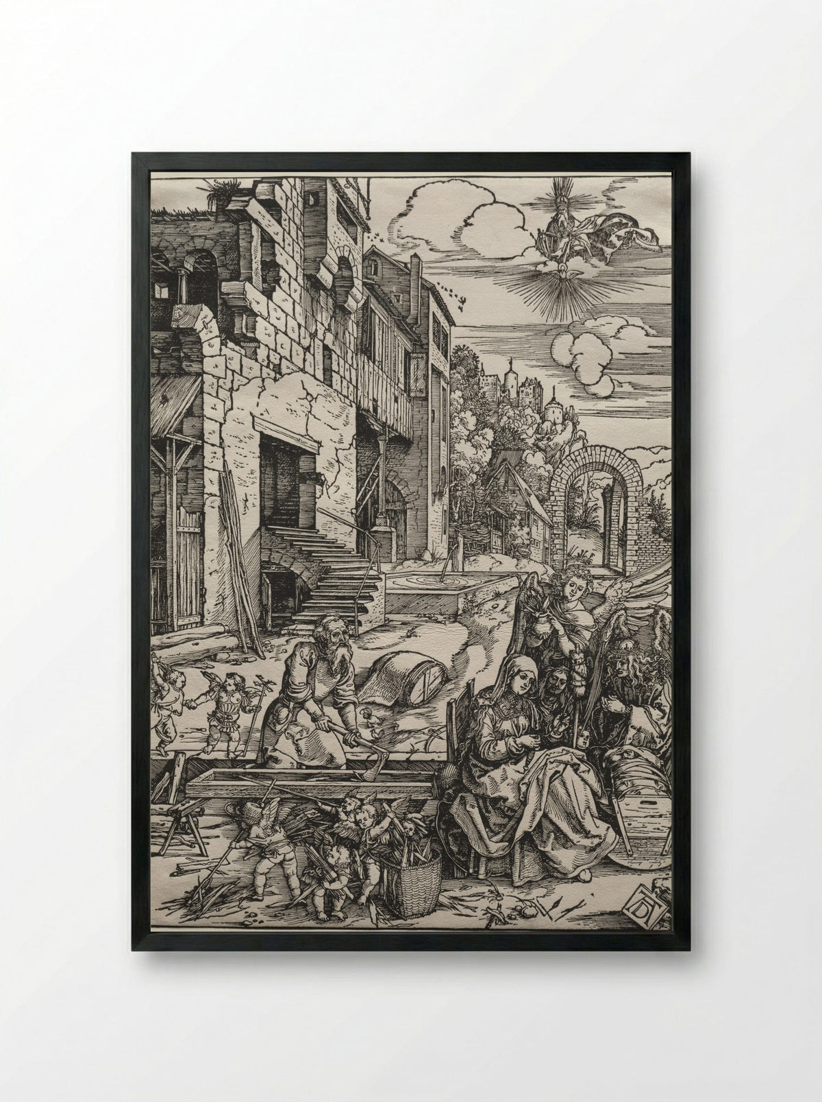 The Repose in Egypt - Albrecht Dürer - Framed Print Black