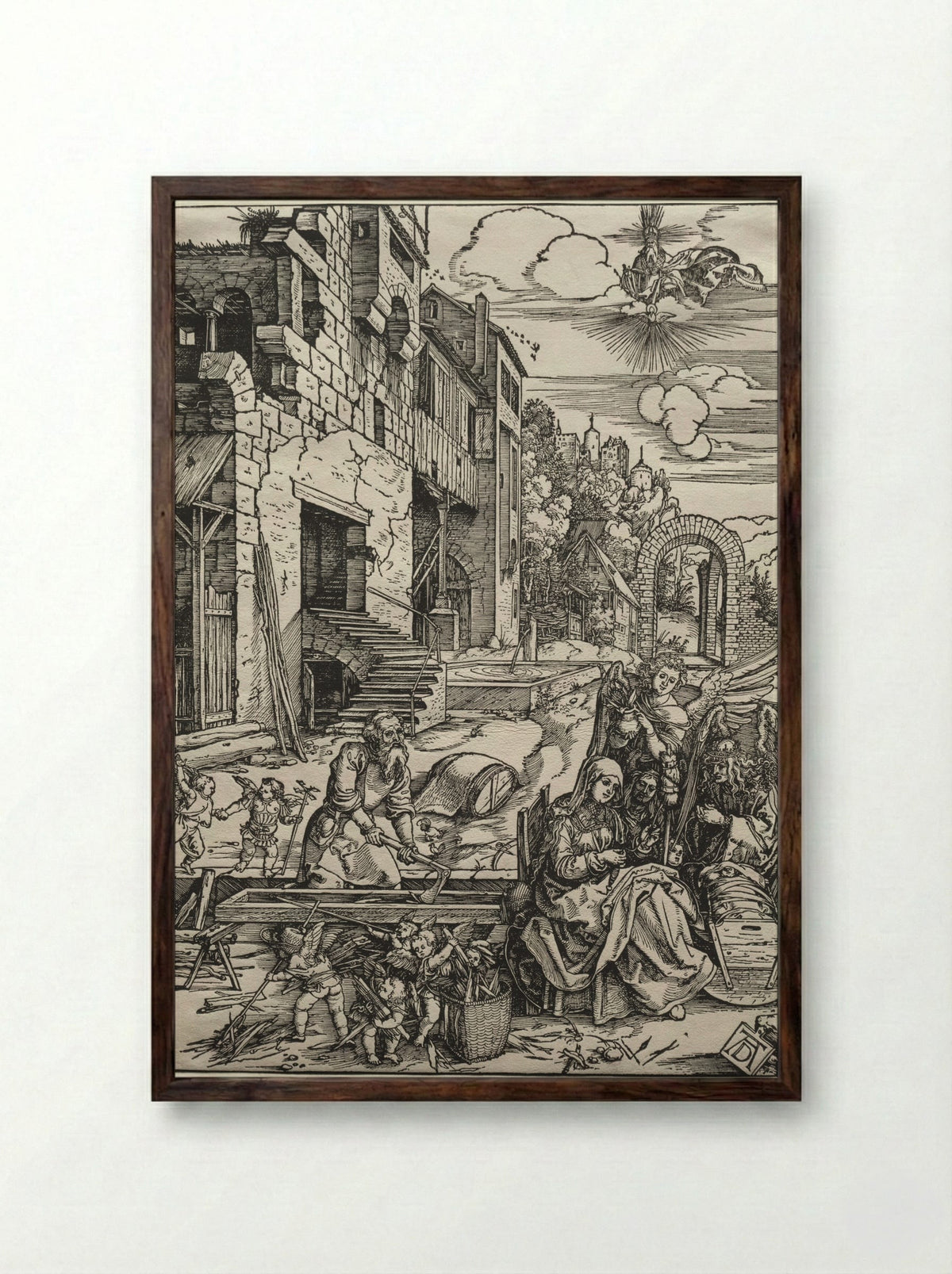 The Repose in Egypt - Albrecht Dürer - Framed Print Dark Wood
