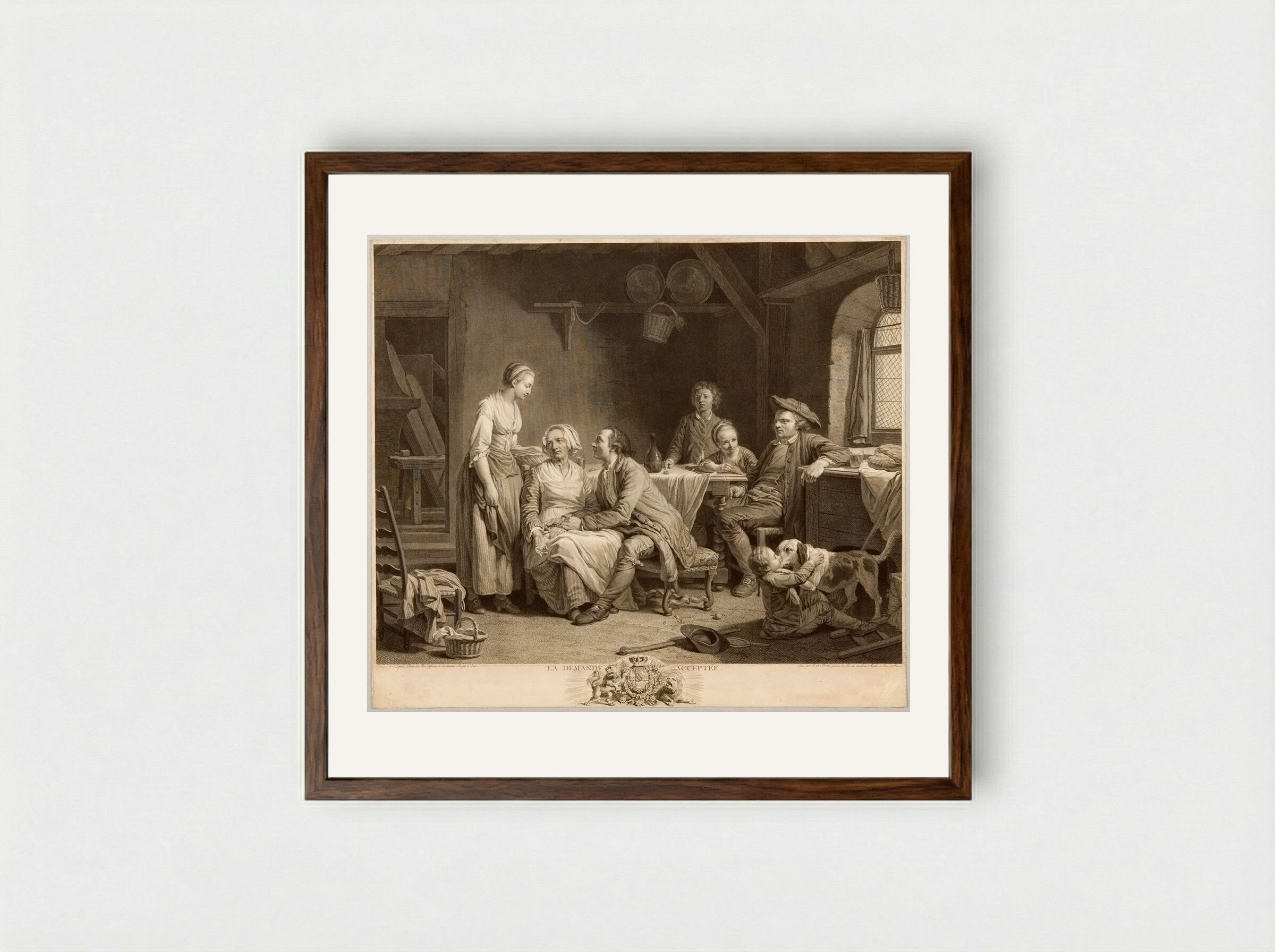 The Request Granted - Charles Clément Bervic - Framed Print Dark Wood