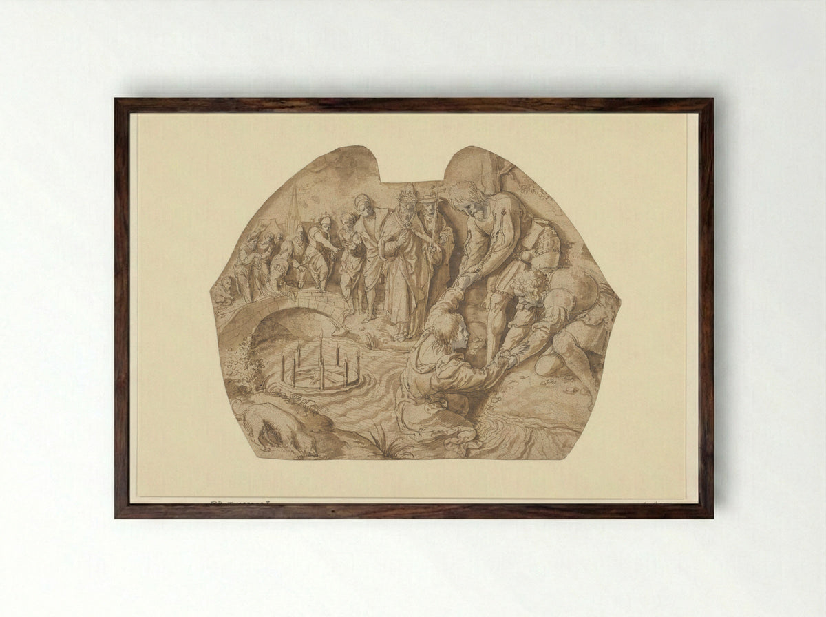 The Rescue of Saint Donatian - Lancelot Blondeel - Framed Print Dark Wood