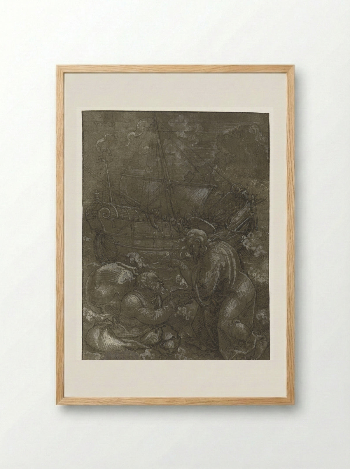 The Rescue of Saint Peter by Christ - Dirck Vellert - Framed Print Wood