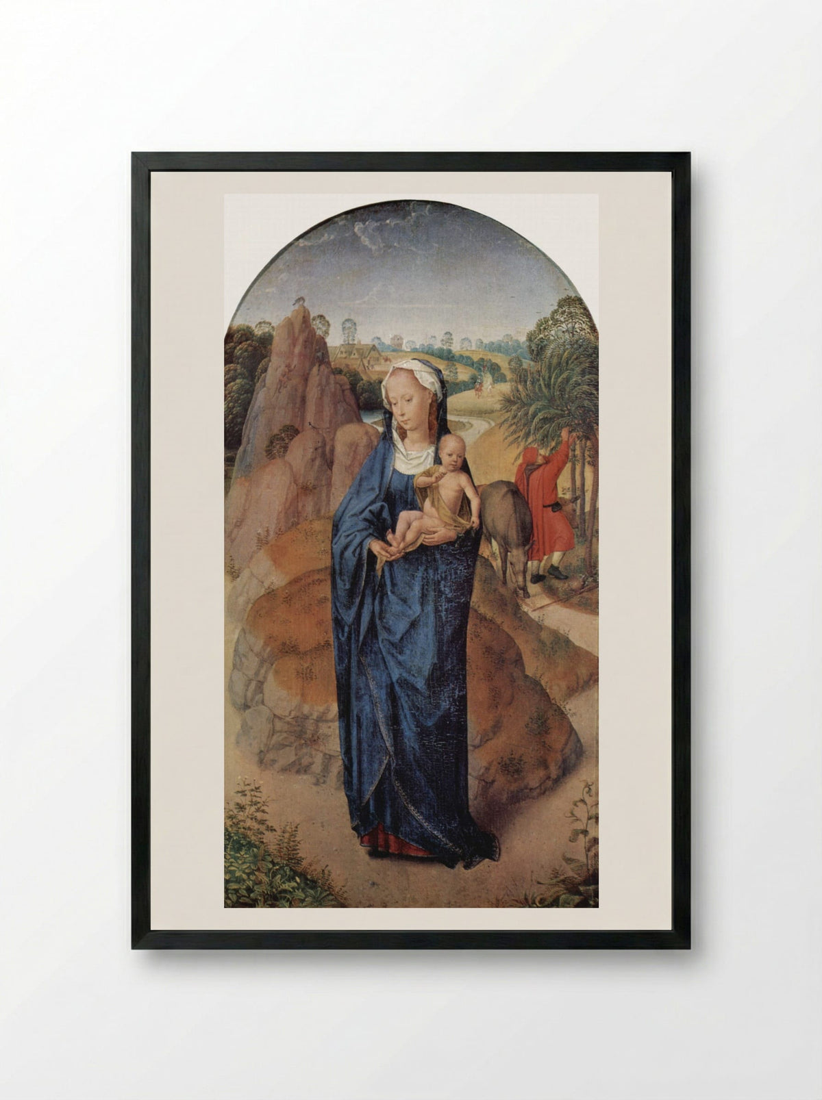 The Rest on the Flight into Egypt - Hans Memling - Framed Print Black