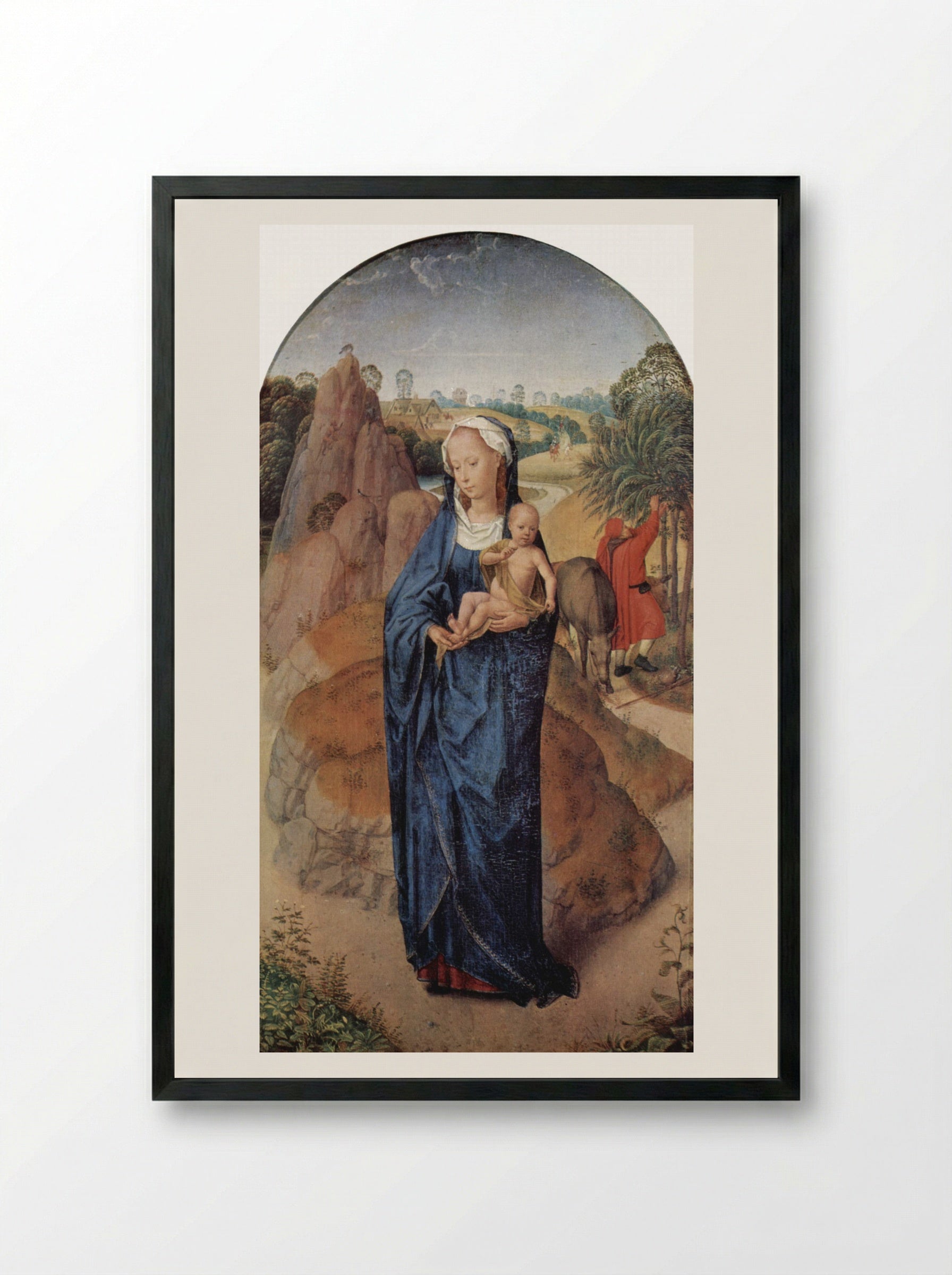 The Rest on the Flight into Egypt - Hans Memling - Framed Print Black