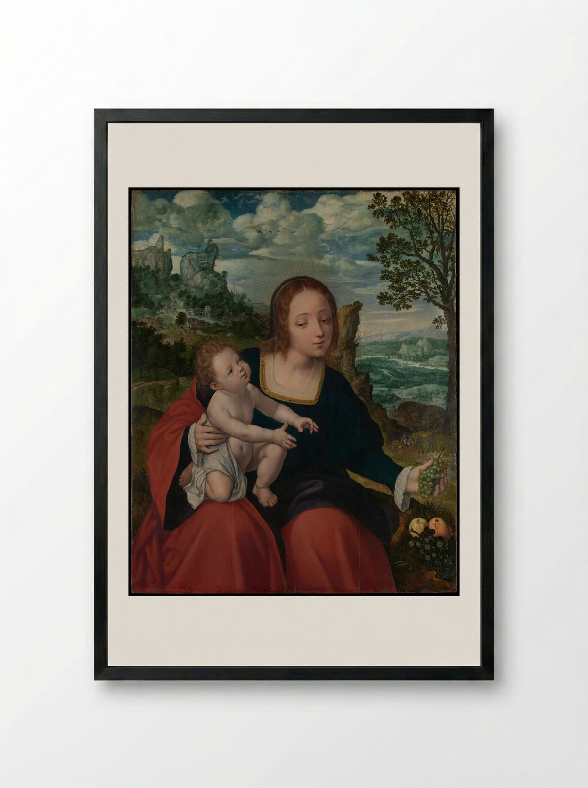 The Rest on the Flight into Egypt - Jan Massys - Framed Print Black