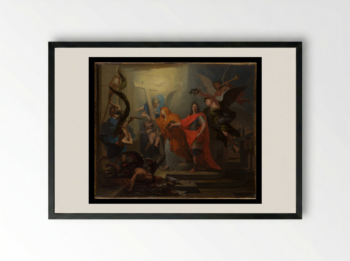 The Restoration of the Catholic Religion in Strasbourg - Claude Guy Hallé - Framed Print Black