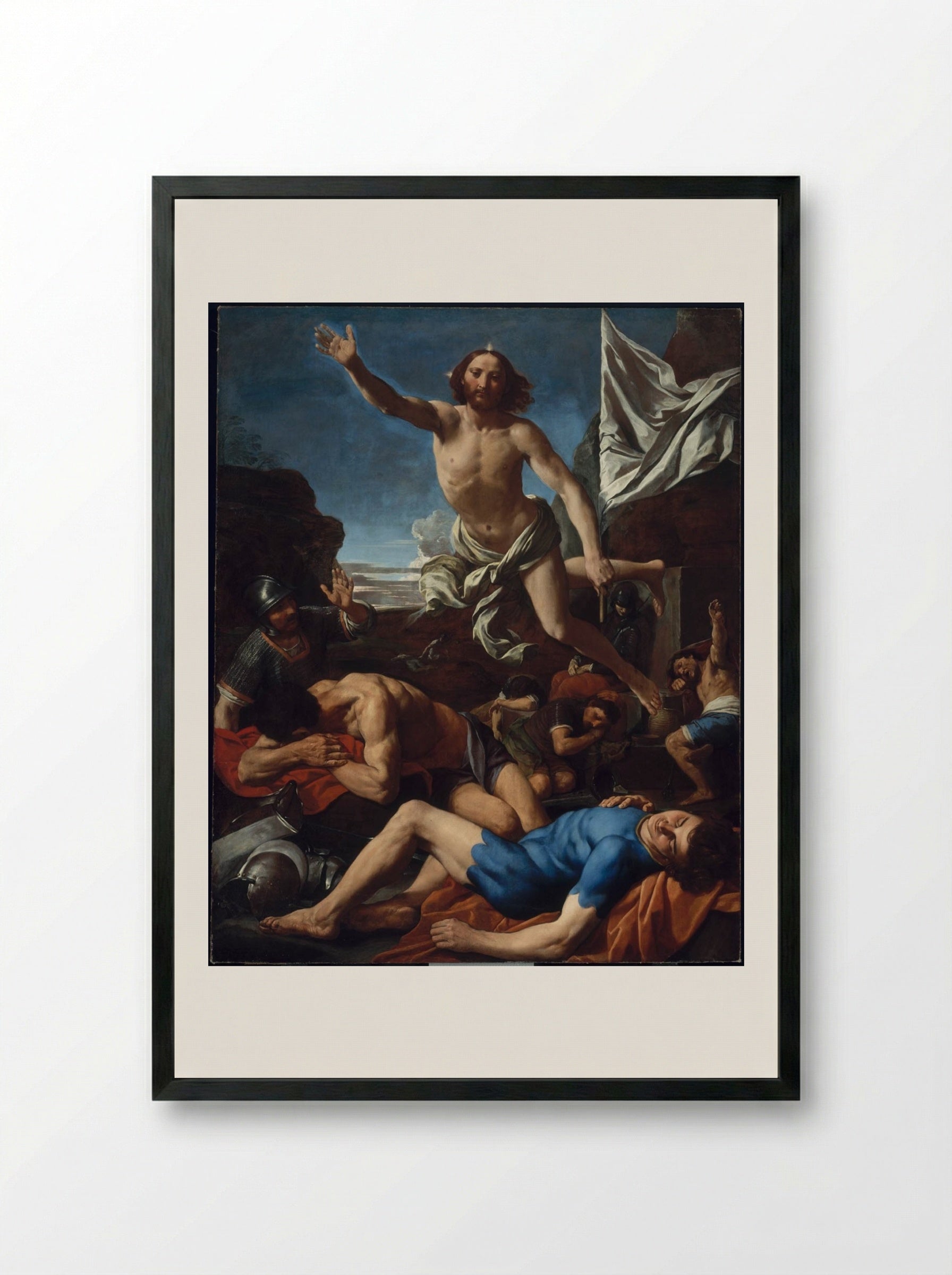 The Resurrection of Christ - Simone Cantarini - Framed Print Black