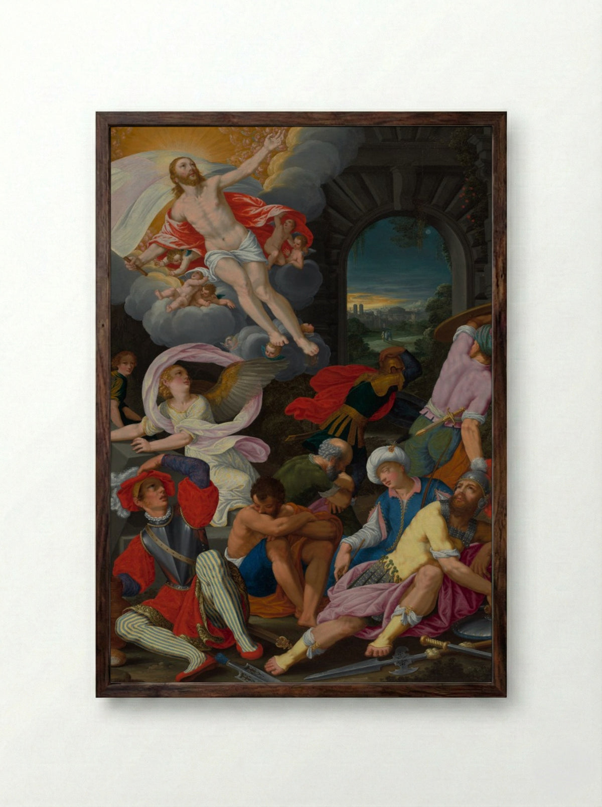 The Resurrection of Christ - Johann König - Framed Print Dark Wood