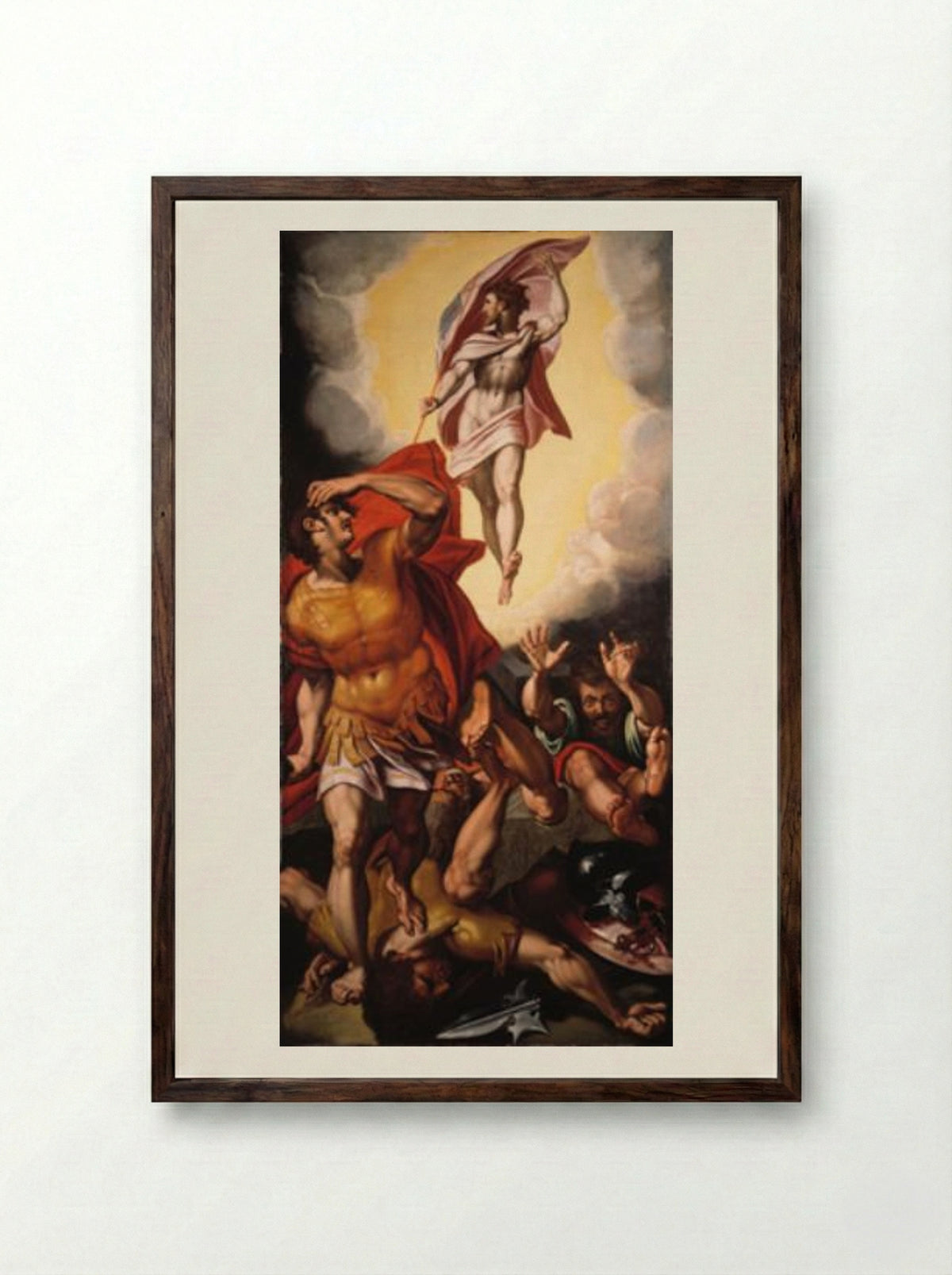 The Resurrection of Christ - Anthonie Blocklandt van Montfoort - Framed Print Dark Wood