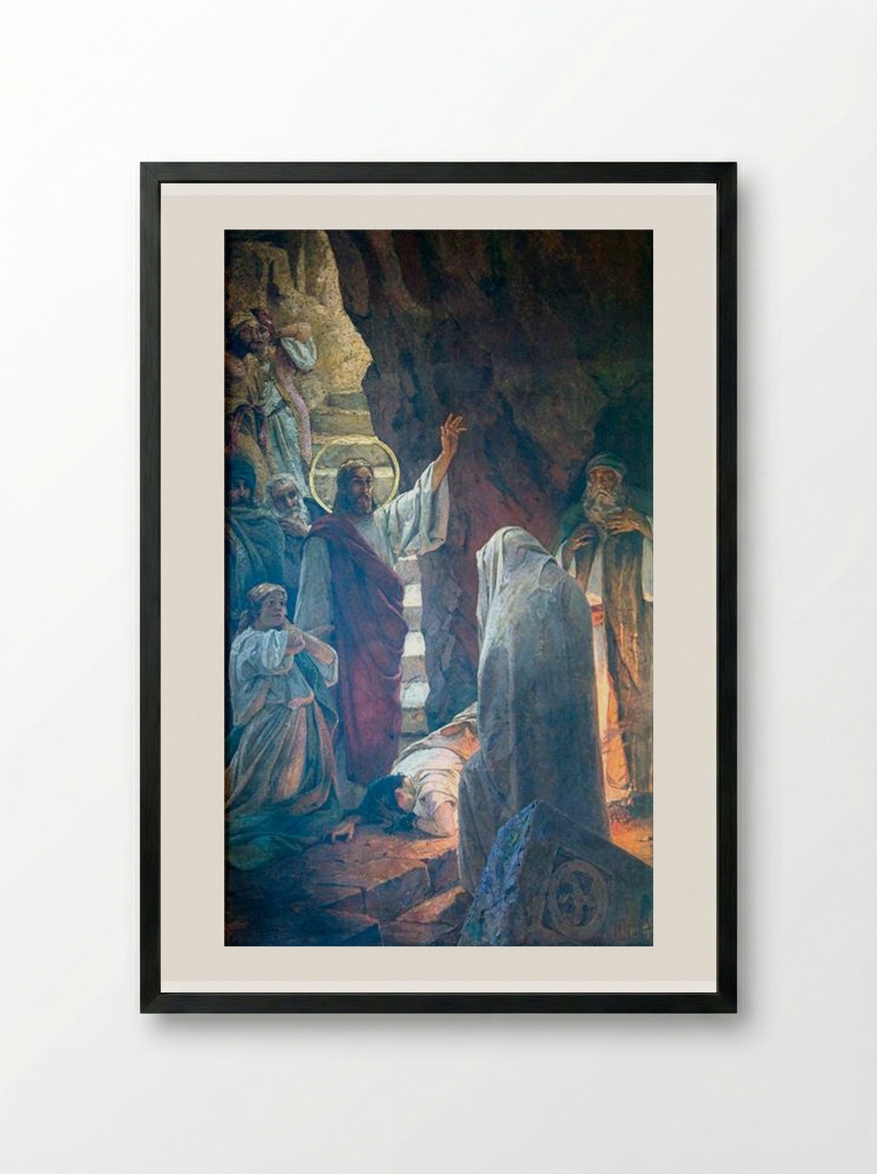 The Resurrection of Lazarus - Wilhelm Kotarbinski - Framed Print Black