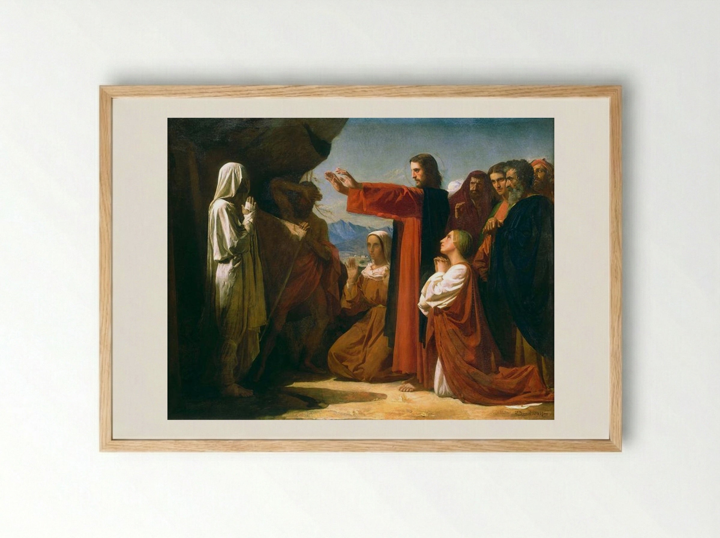 The Resurrection of Lazarus - Léon Bonnat - Framed Print Wood
