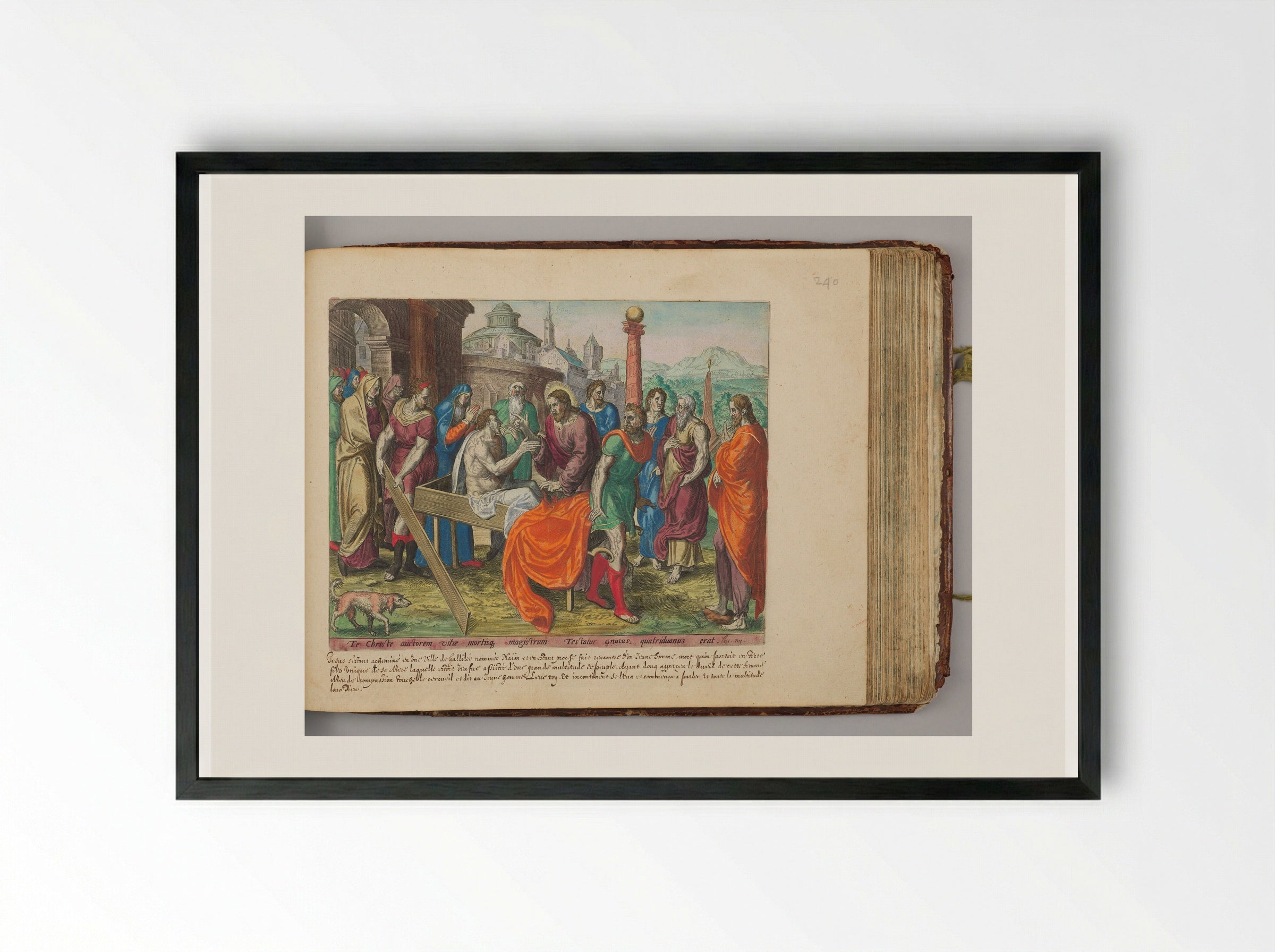 The Resurrection of the Son of the Widow of Naïm - Johannes Wierix - Framed Print Black