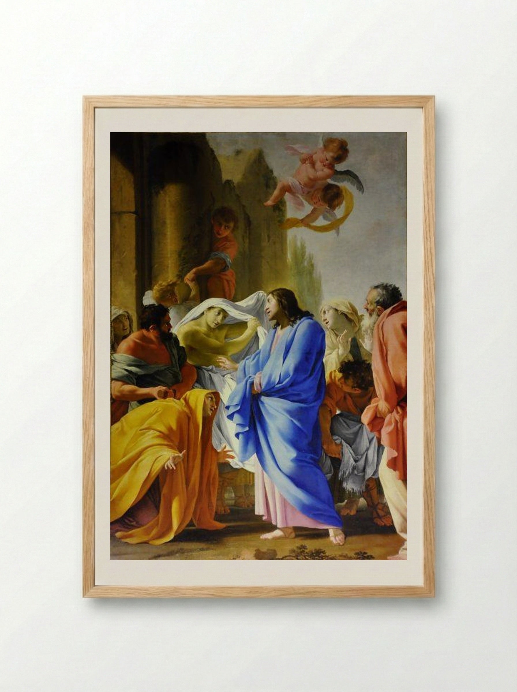 The Resurrection of the Widow of Nain's Son - Eustache Le Sueur - Framed Print Wood