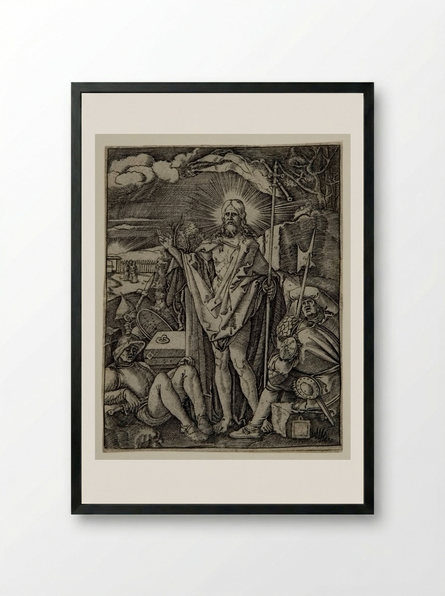 The Resurrection - Marcantonio Raimondi - Framed Print Black