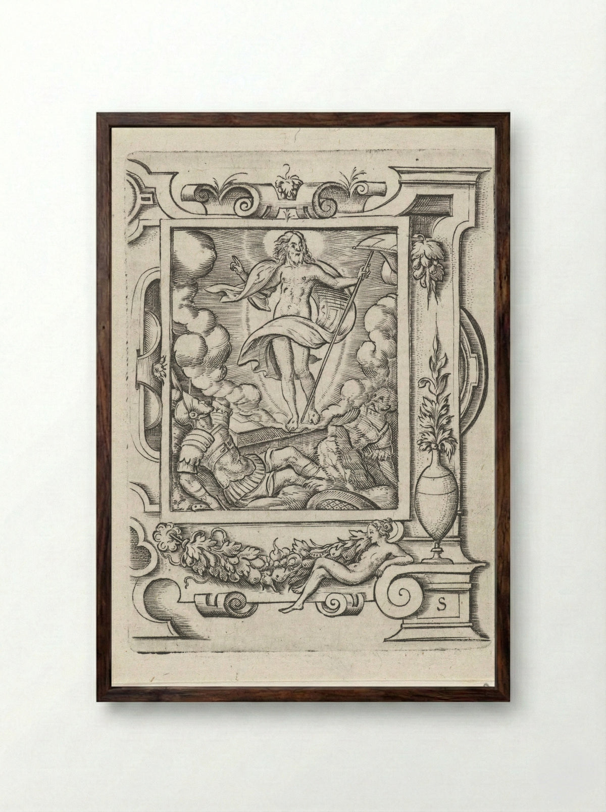 The Resurrection - Virgilius Solis - Framed Print Dark Wood