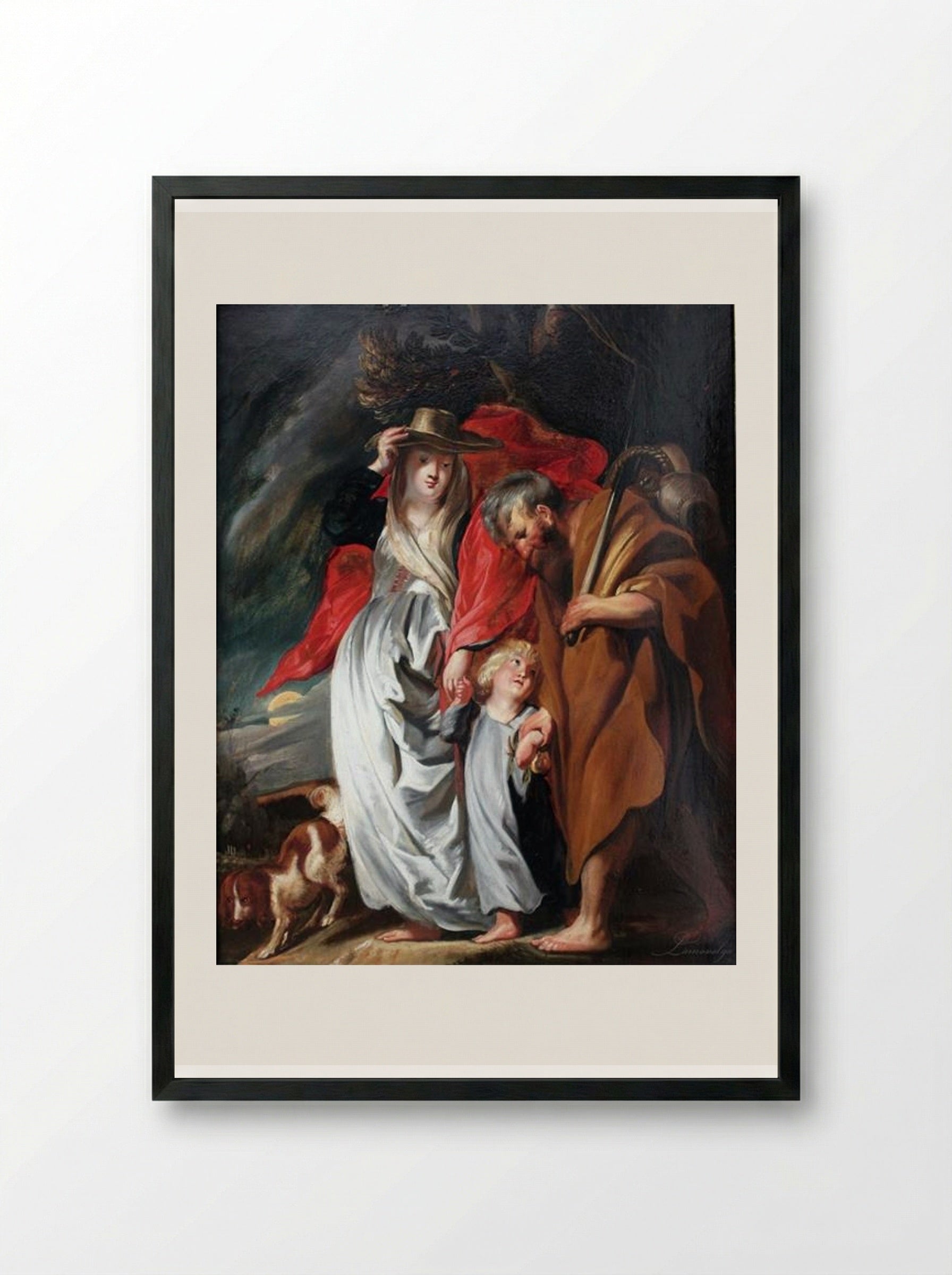 The Return from Egypt of the Holy Family - Jacob Jordaens - Framed Print Black
