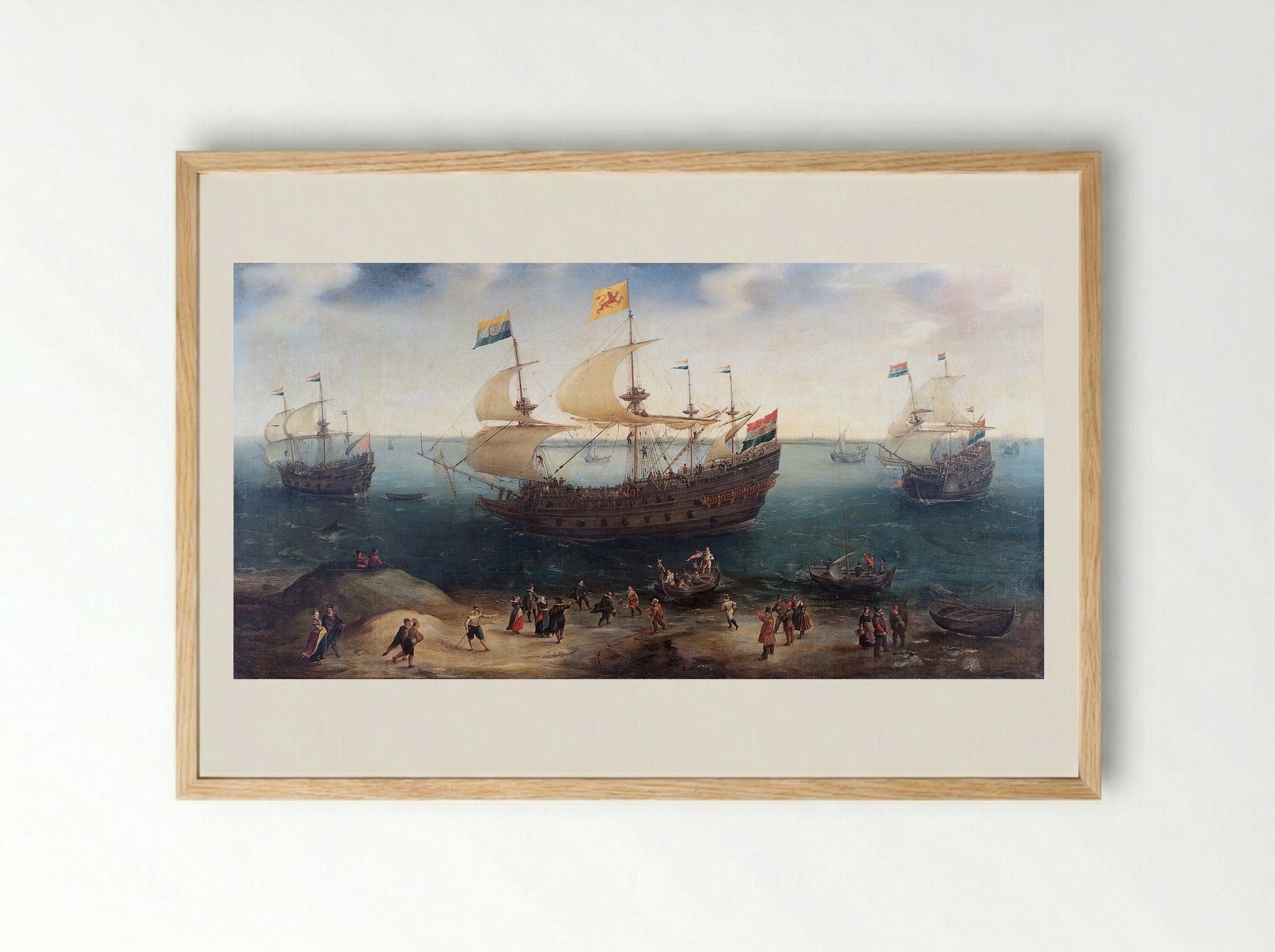 The Return of the Amsterdam Four-Master 'De Hollandse Tuyn' - Hendrik Cornelisz. Vroom - Framed Print Wood