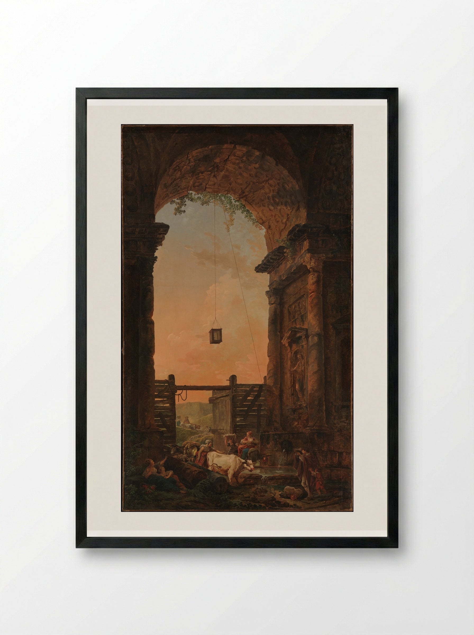 The Return of the Cattle - Hubert Robert - Framed Print Black