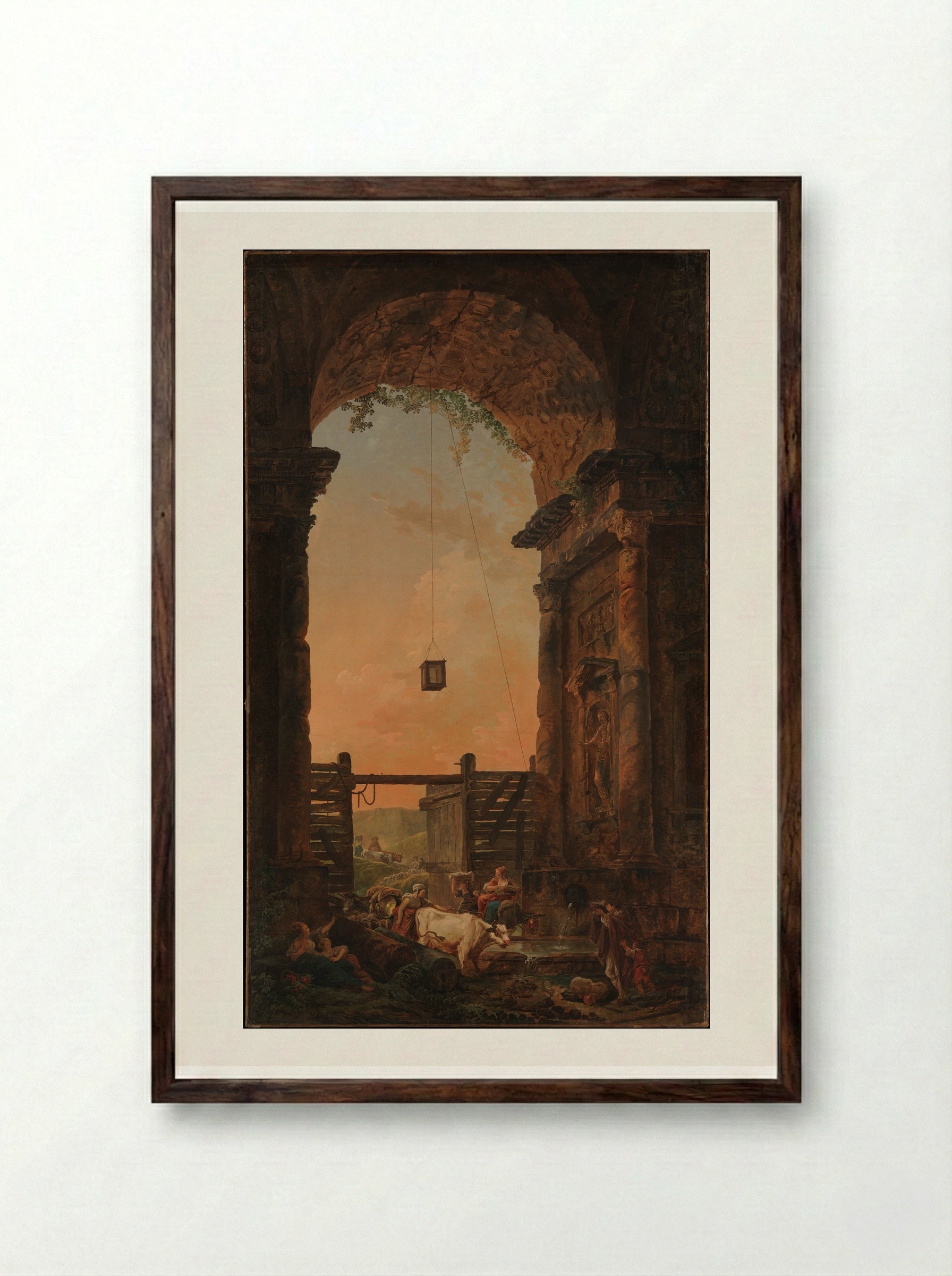 The Return of the Cattle - Hubert Robert - Framed Print Dark Wood
