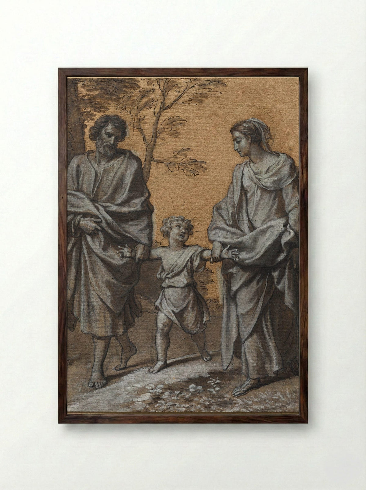 The Return of the Holy Family from Egypt - Claude Simpol - Framed Print Dark Wood
