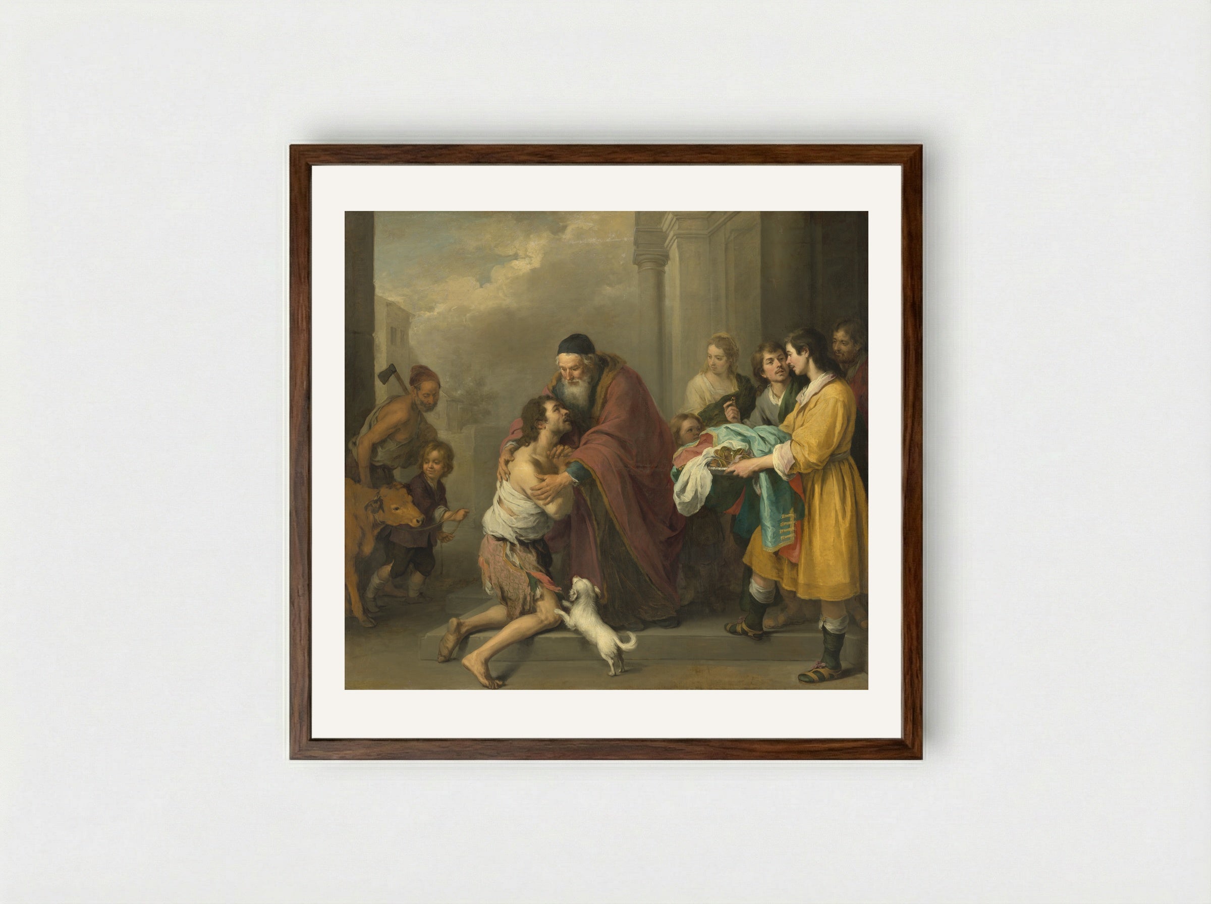 The Return of the Prodigal Son - Bartolomé Esteban Murillo - Framed Print Dark Wood