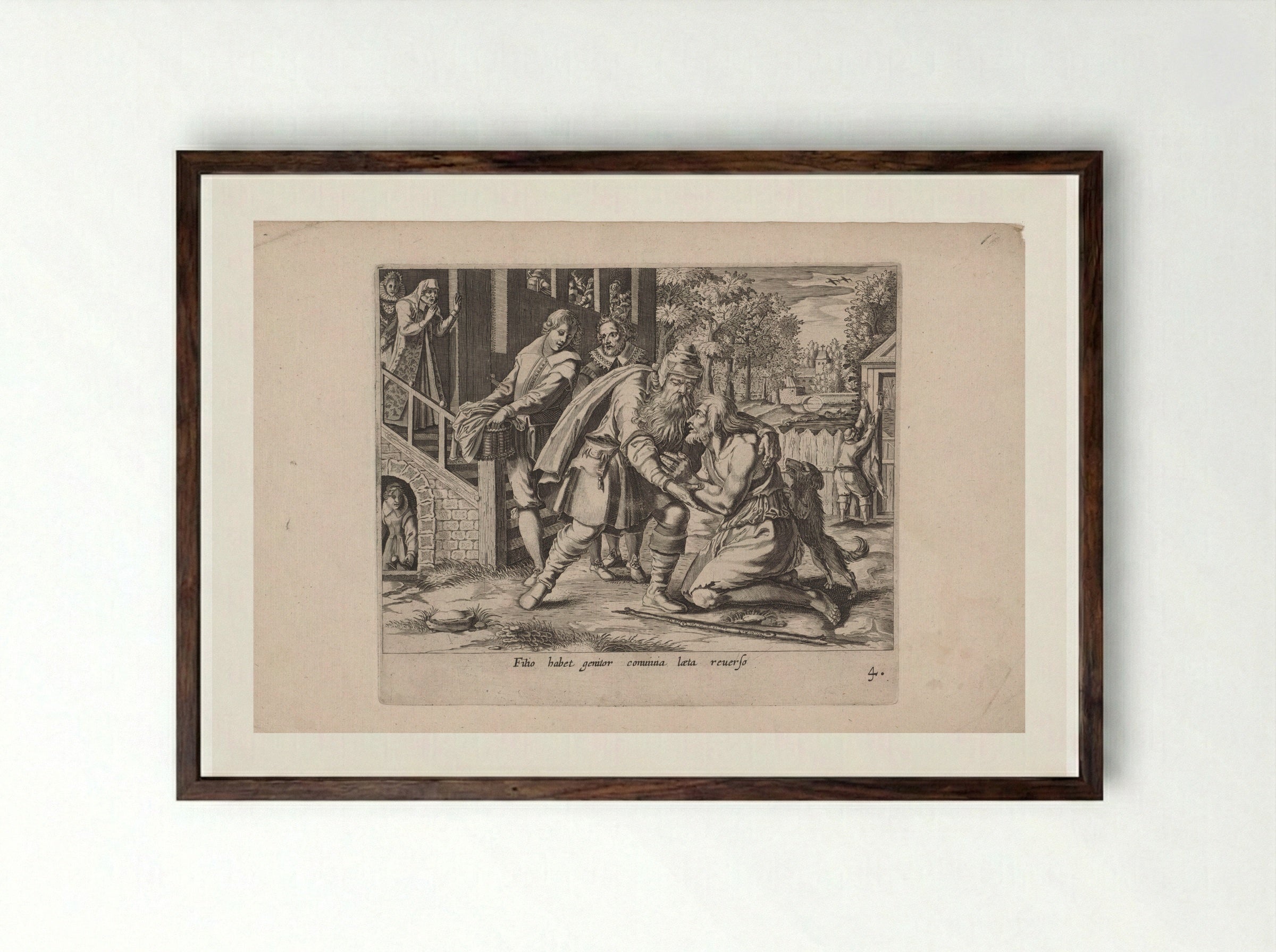The Return of the Prodigal Son - Salomon Savery - Framed Print Dark Wood
