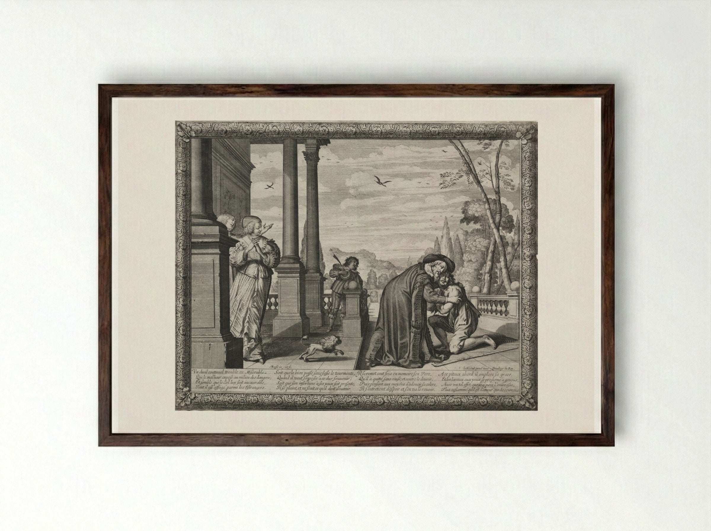 The Return of the Prodigal Son - Abraham Bosse - Framed Print Dark Wood