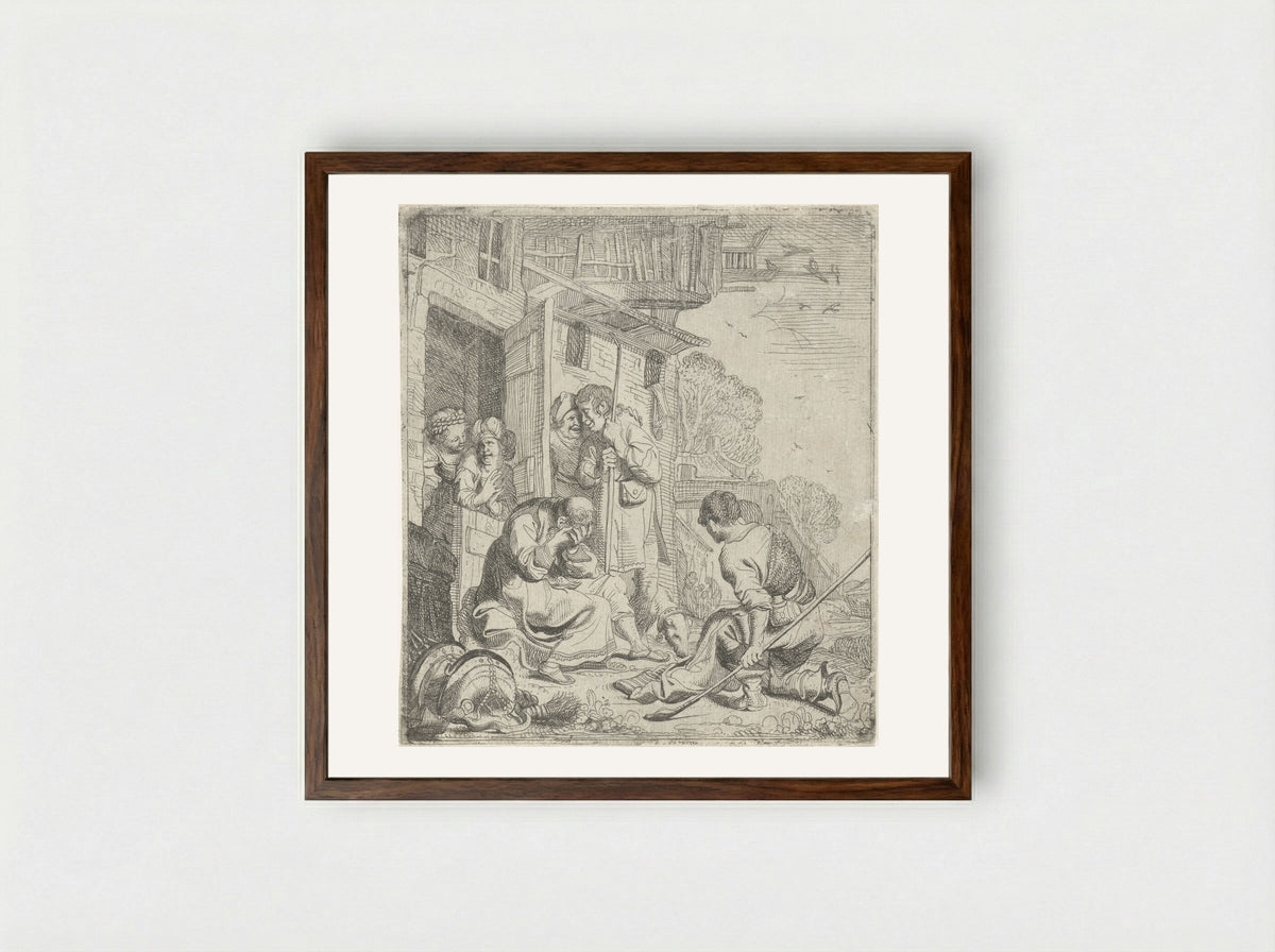 The Return of the Prodigal Son - Arnold Houbraken - Framed Print Dark Wood