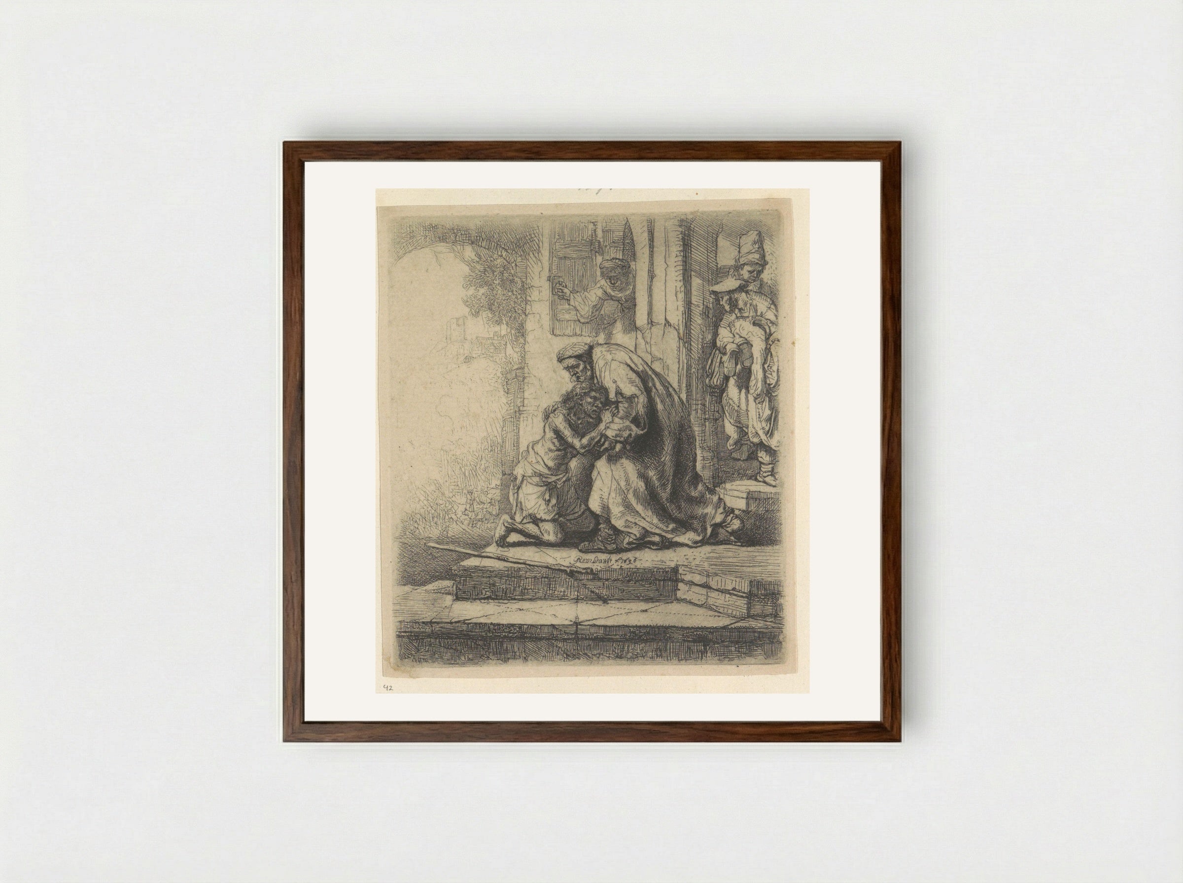 The Return of the Prodigal Son - Henry Louis Basan - Framed Print Dark Wood