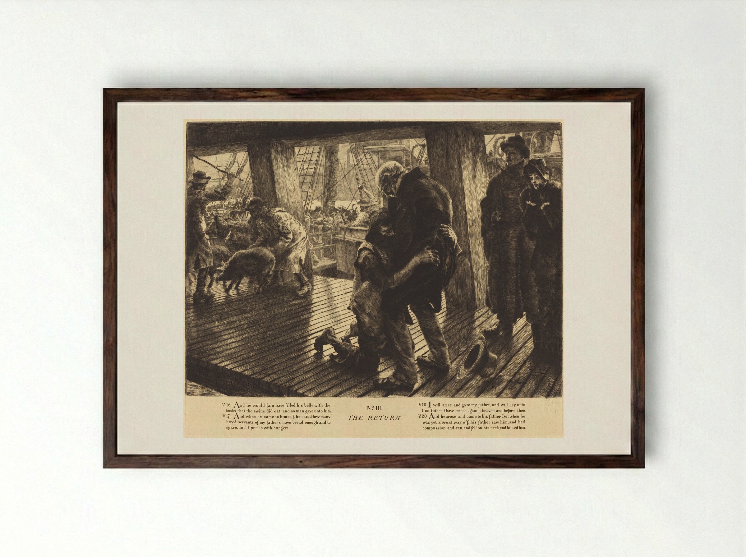 The Return - James Tissot - Framed Print Dark Wood