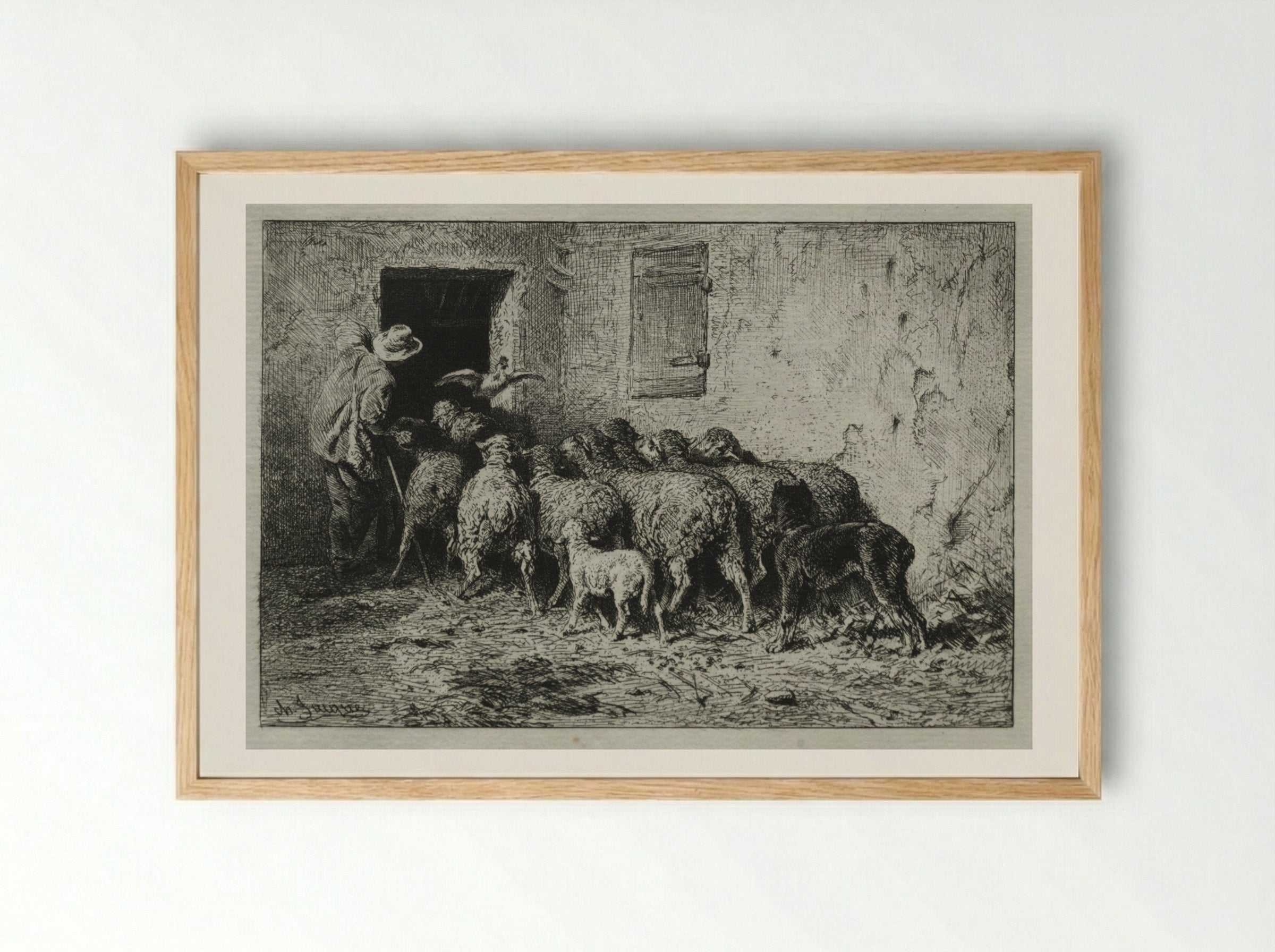 The Return - Charles-Émile Jacque - Framed Print Wood