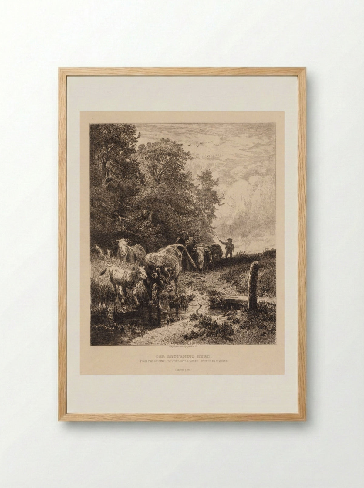 The Returning Herd - Peter Moran - Framed Print Wood
