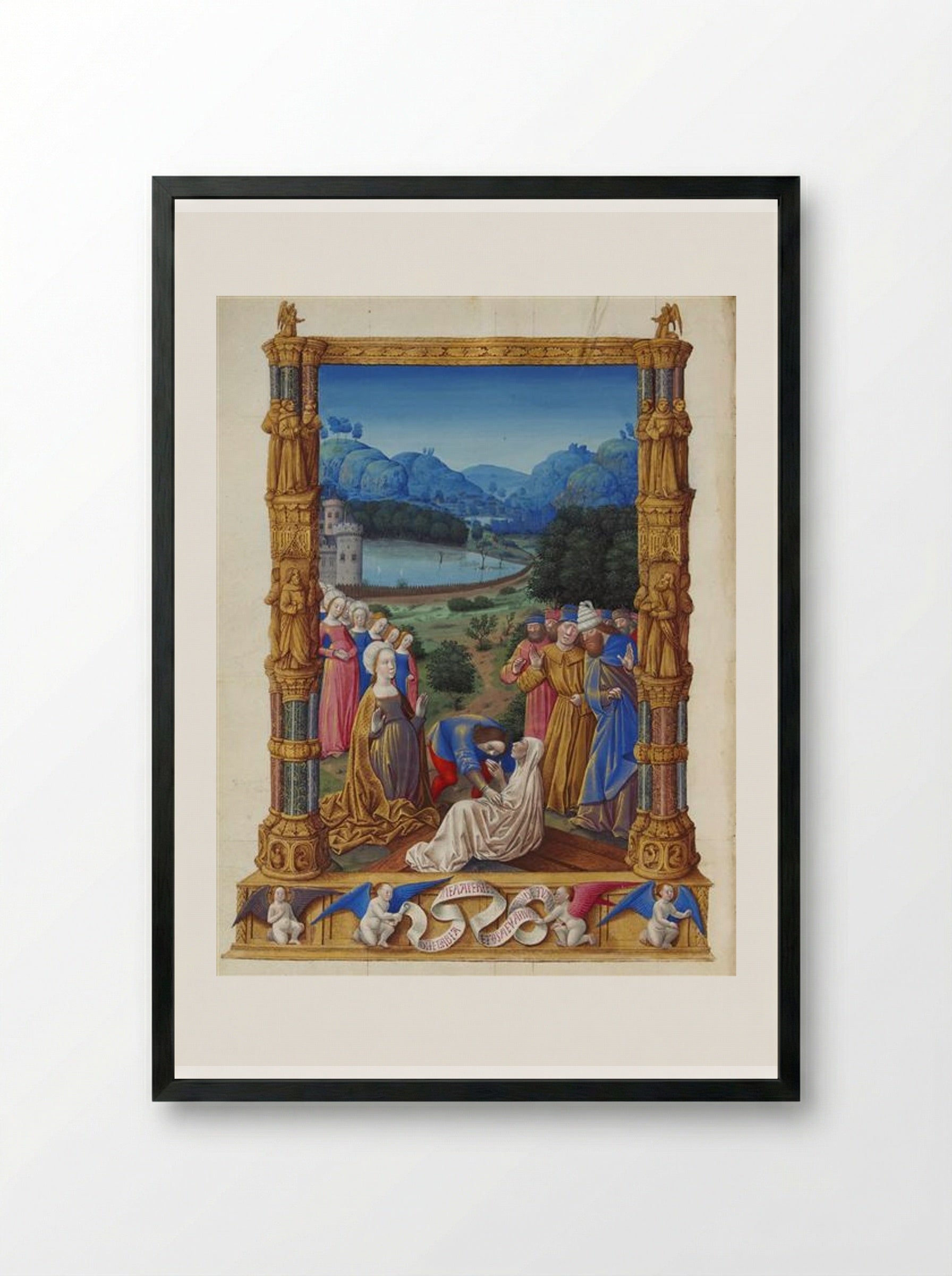 The Revealing of the True Cross - Limbourg brothers - Framed Print Black