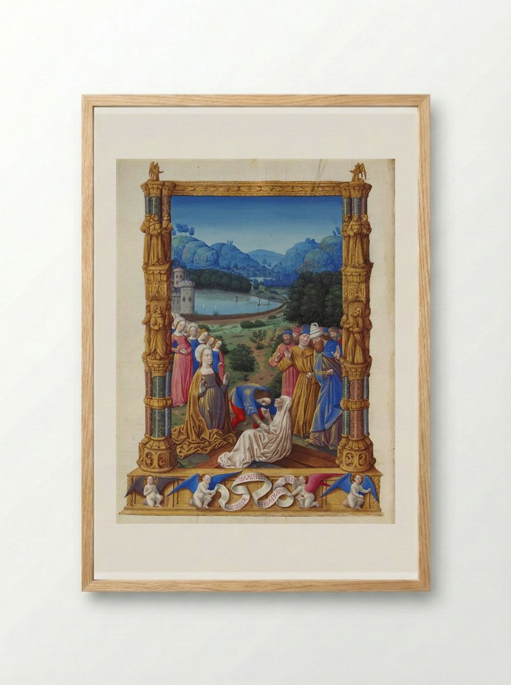 The Revealing of the True Cross - Limbourg brothers - Framed Print Wood