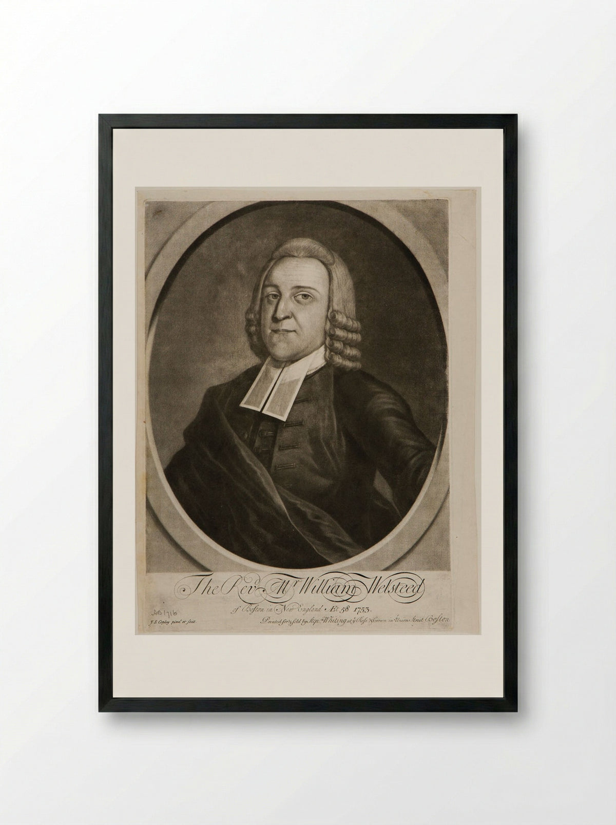 The Reverend William Welsteed - John Singleton Copley - Framed Print Black