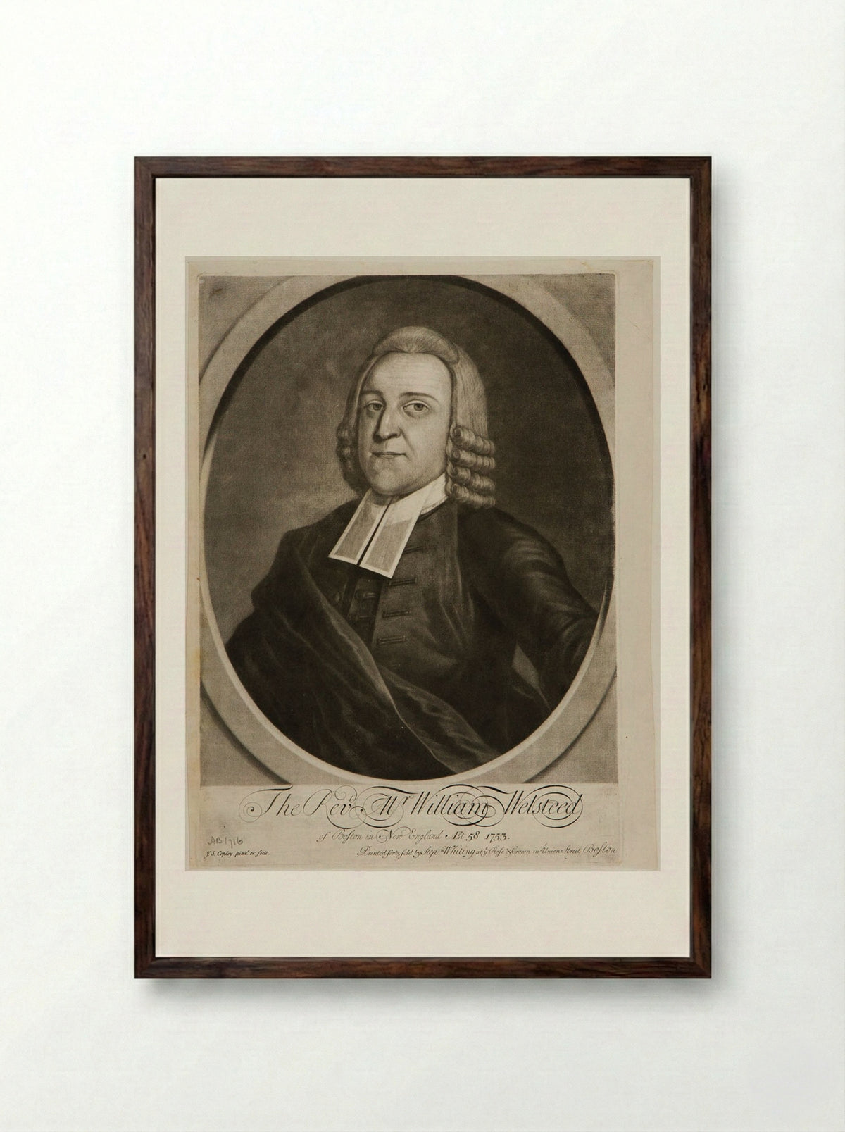 The Reverend William Welsteed - John Singleton Copley - Framed Print Dark Wood