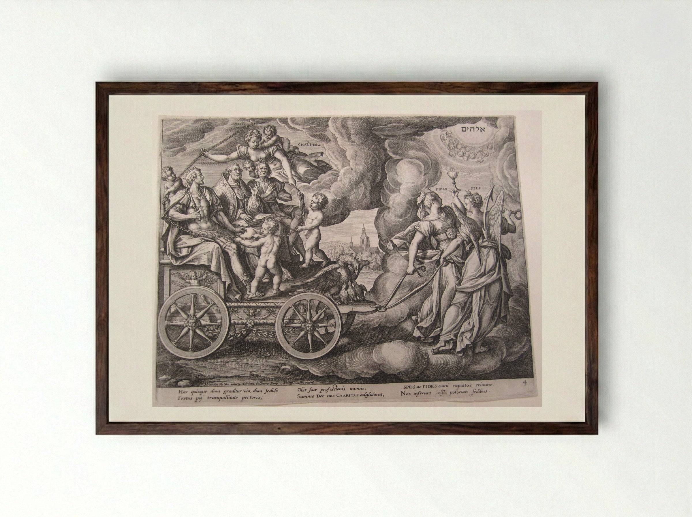 The Reward for Fulfilling the Tasks - Adriaen Collaert - Framed Print Dark Wood