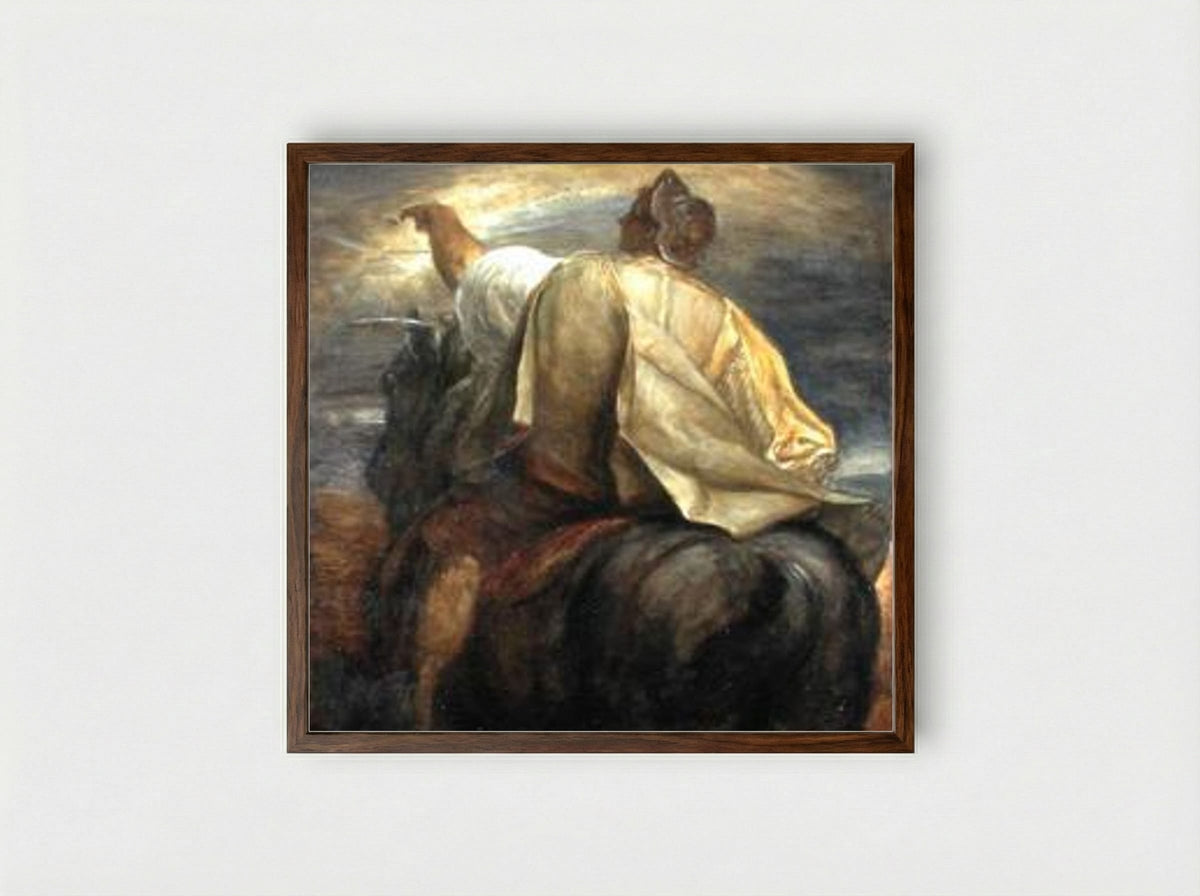 The Rider on the Pale Horse - George Frederick Watts - Framed Print Dark Wood