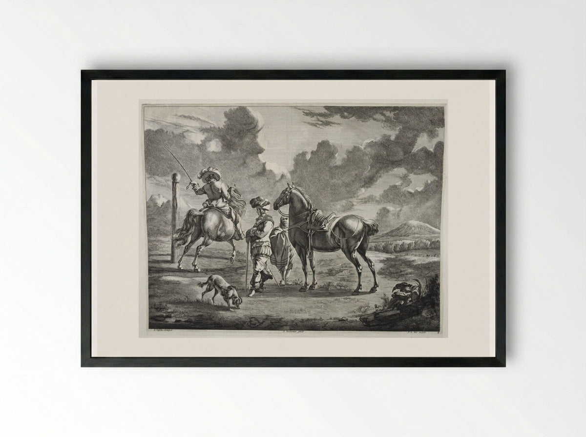 The Riding School - Johannes Visscher - Framed Print Black