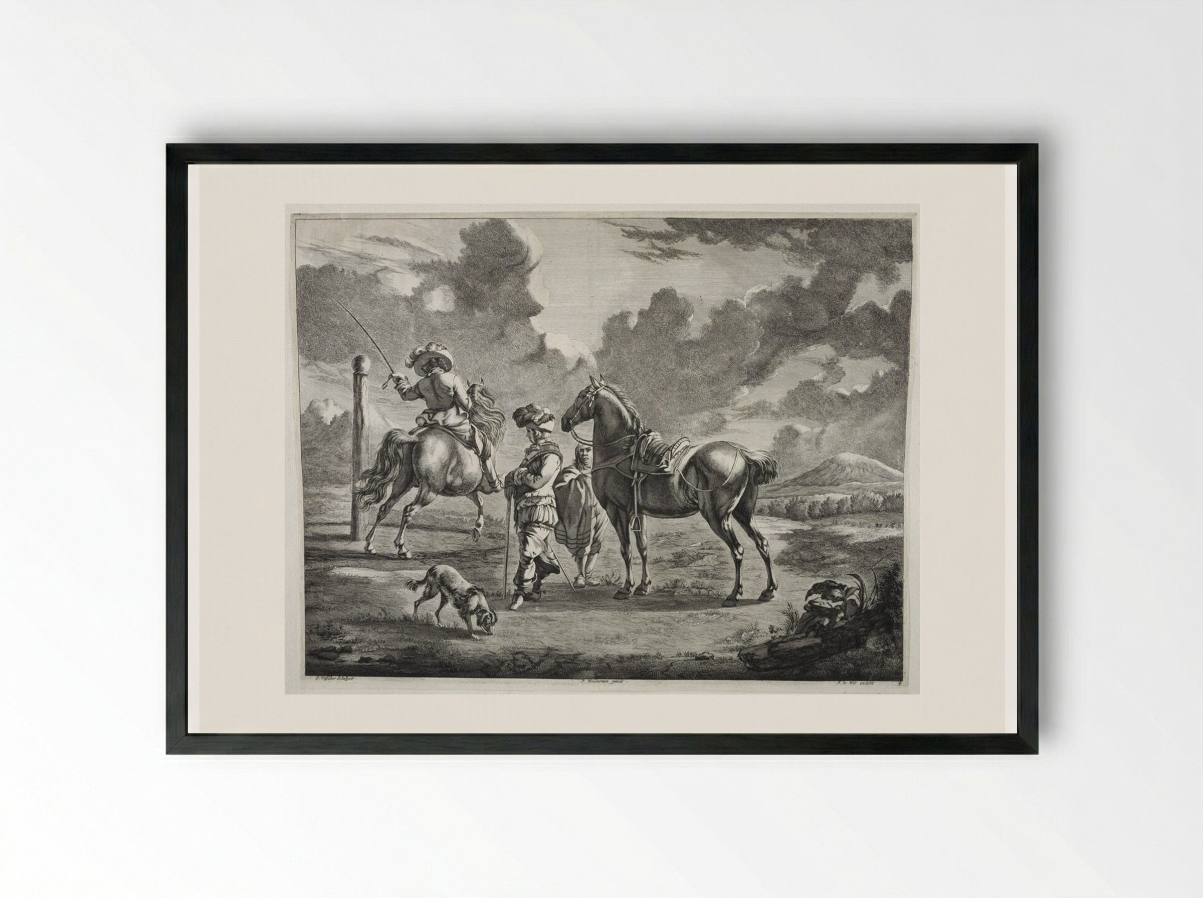 The Riding School - Johannes Visscher - Framed Print Black